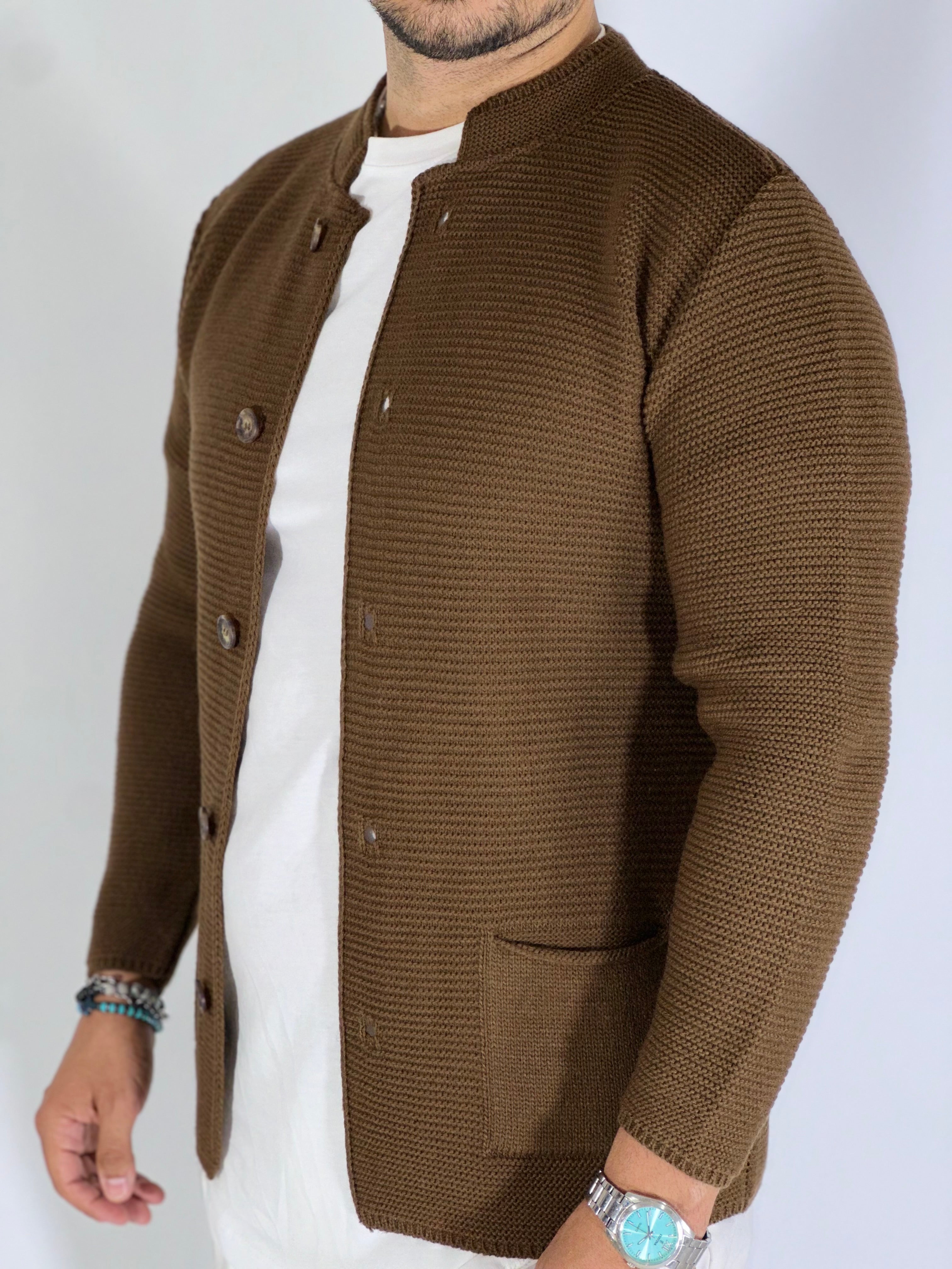 Seven · Cardigan coreano tabacco