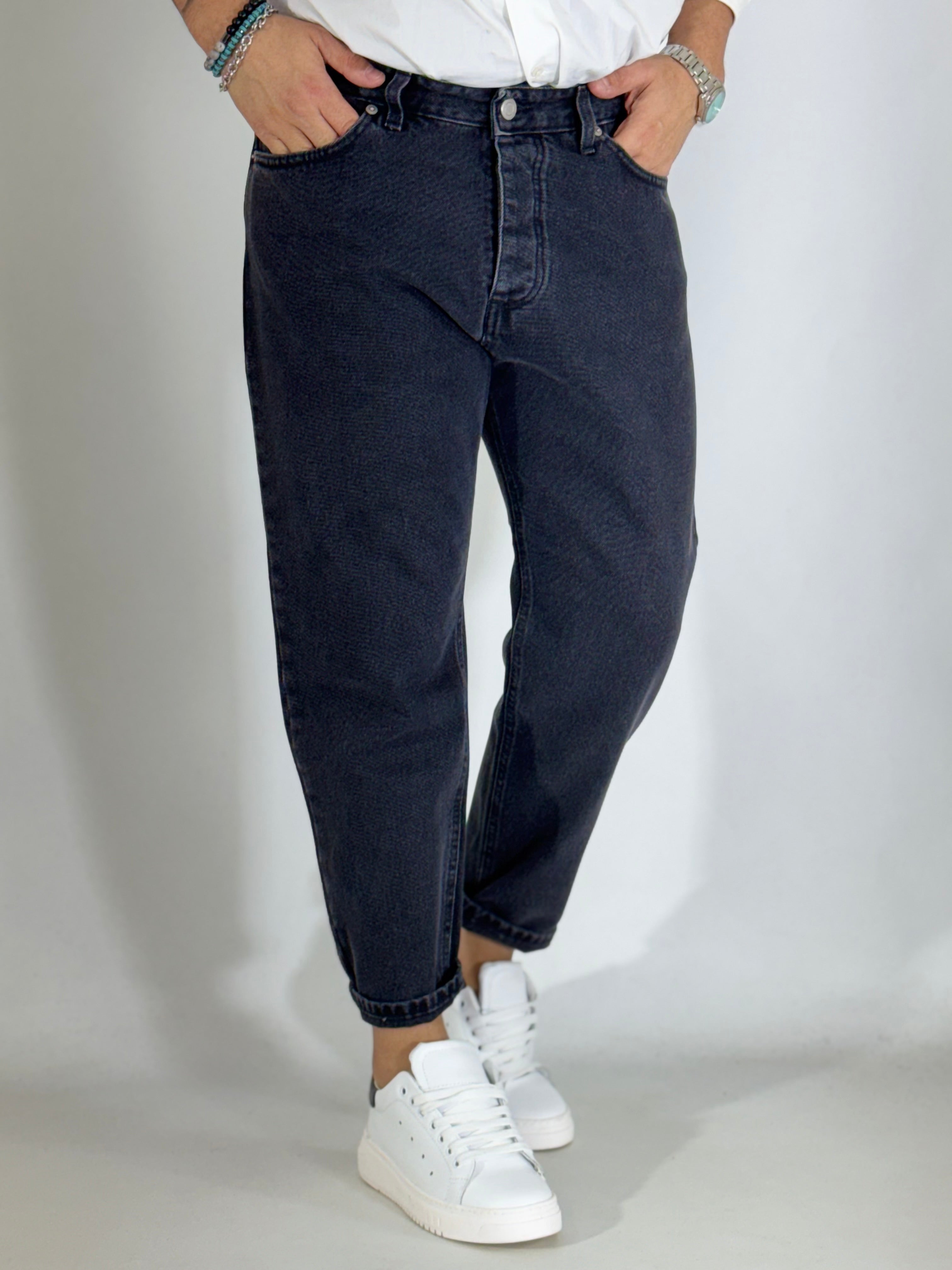 Jeans carrot pulito cenere scuro 2N2T