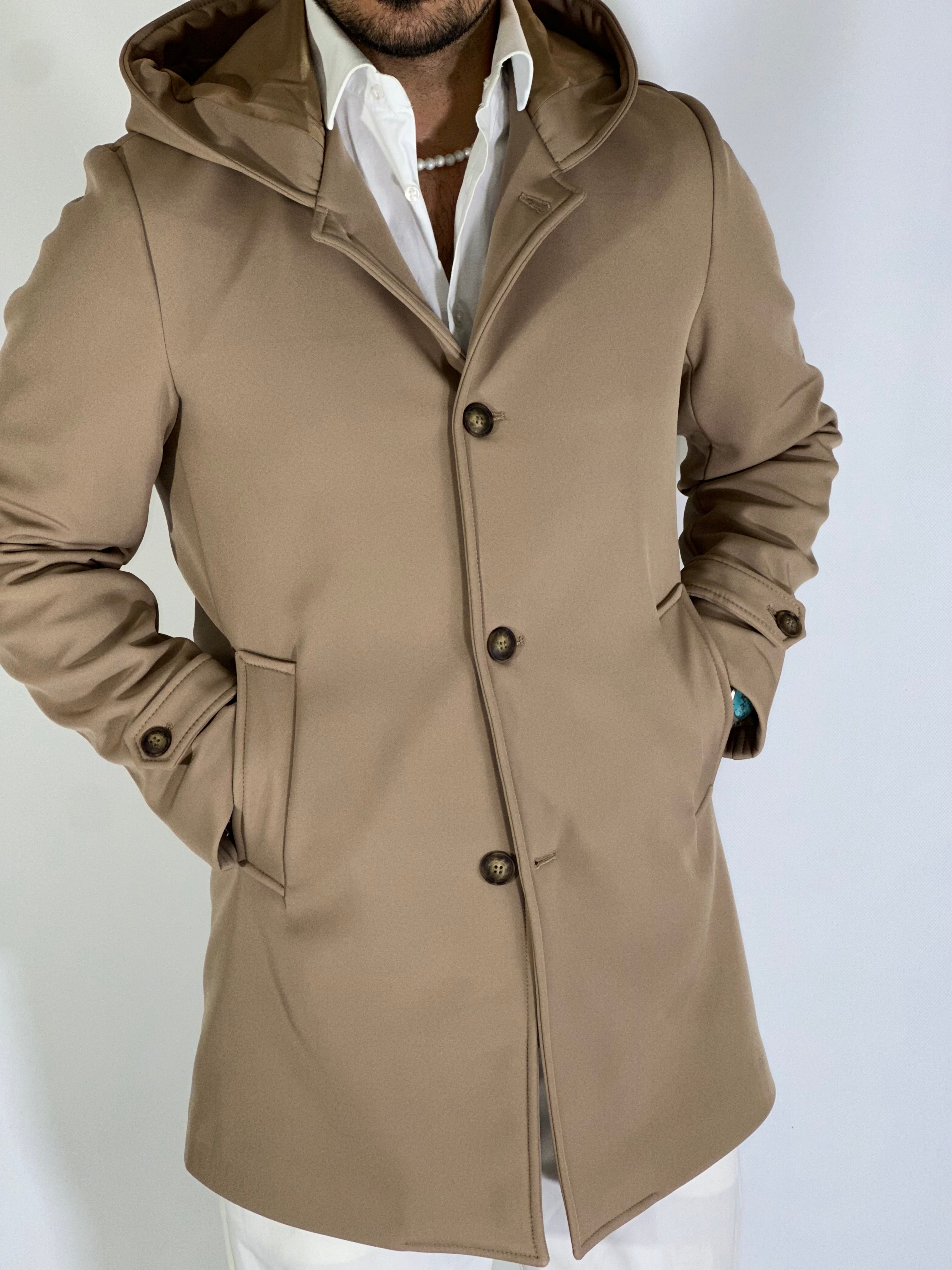 Trench con cappuccio beige DRAGON/520