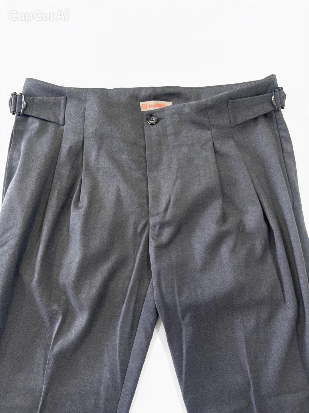 PONCHO Pantalone vita alta con fibbie grigio