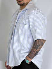 Camicia cropped rigata bianca ARNOLD