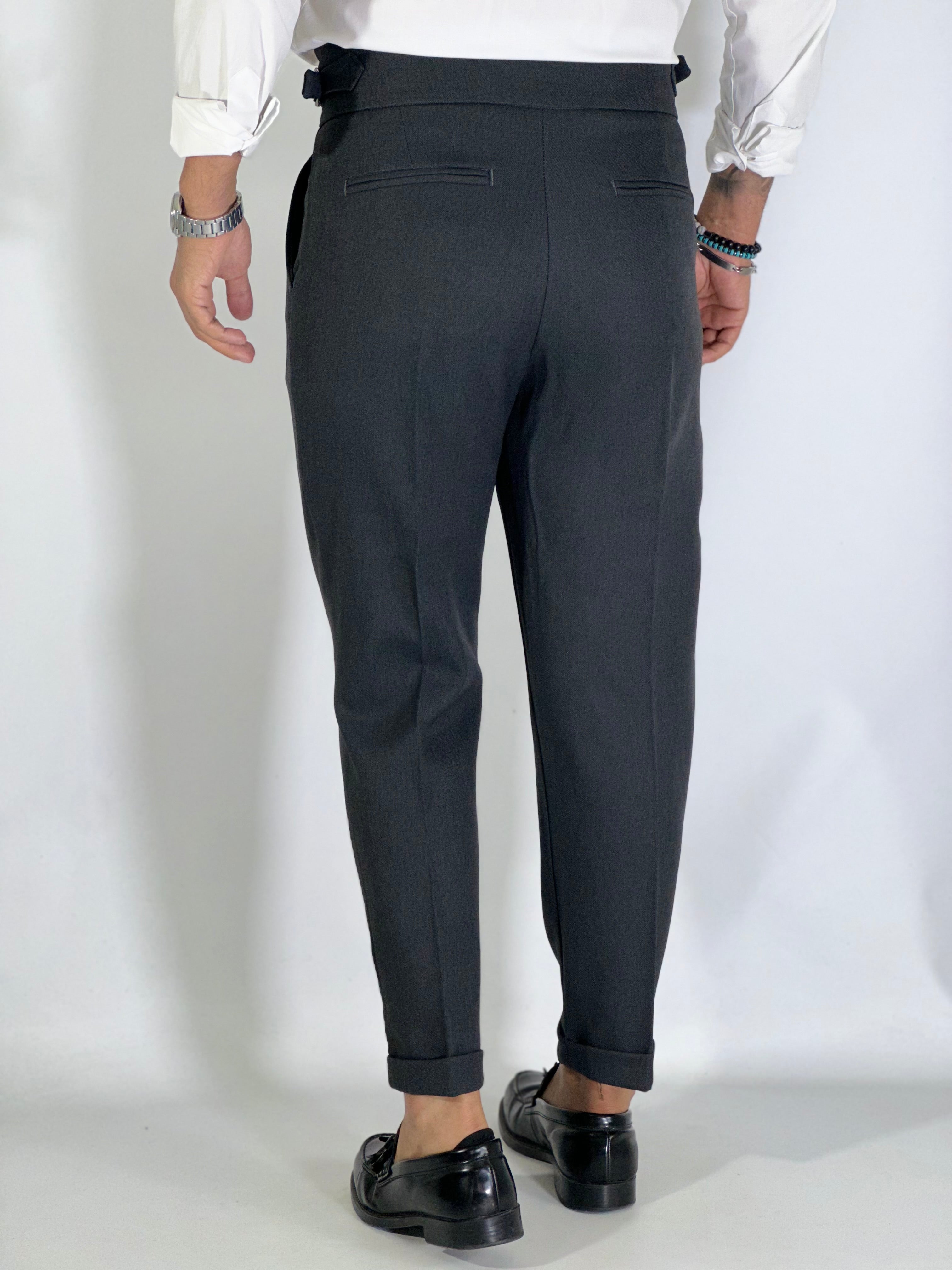 Pantalone elegante vita alta antracite PU3353