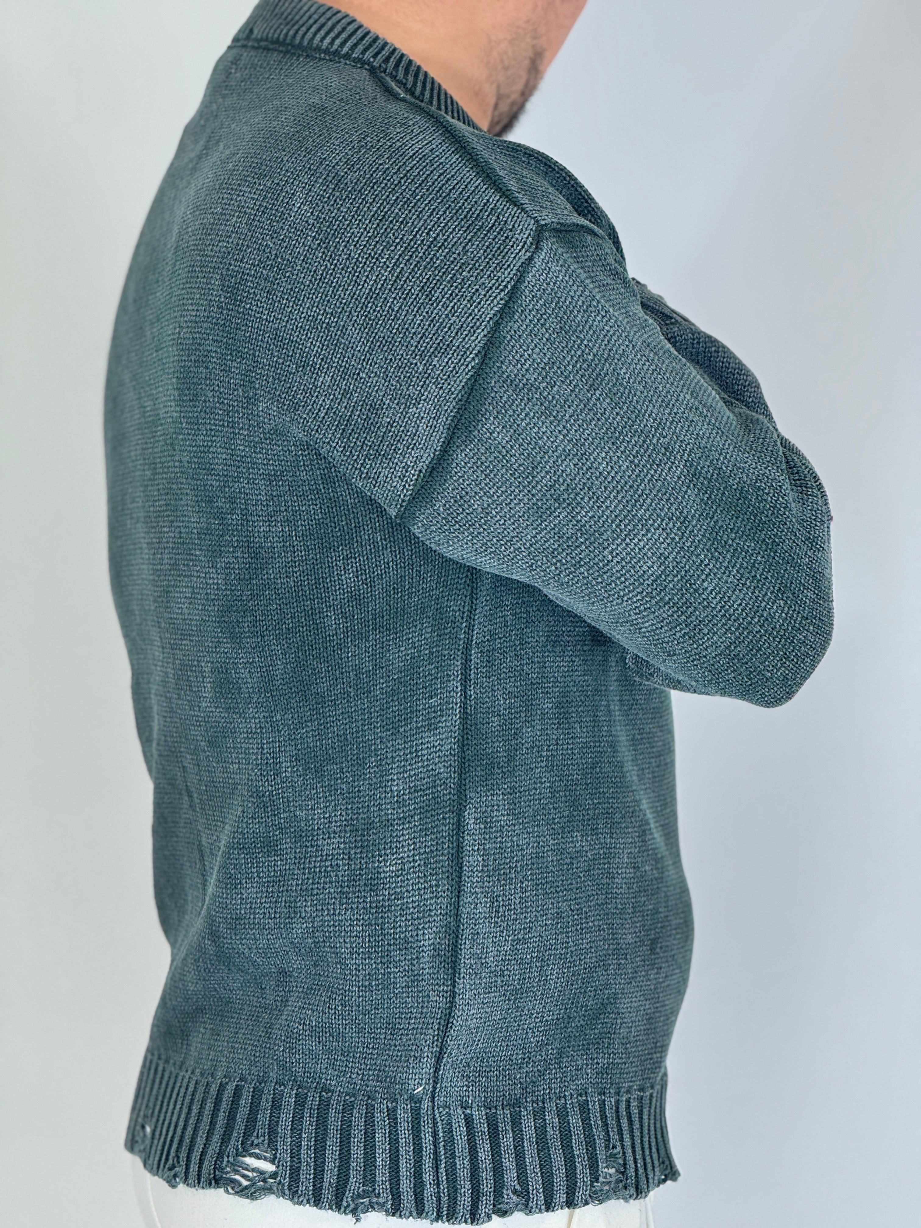 Maglione girocollo melange verde AD25010-12