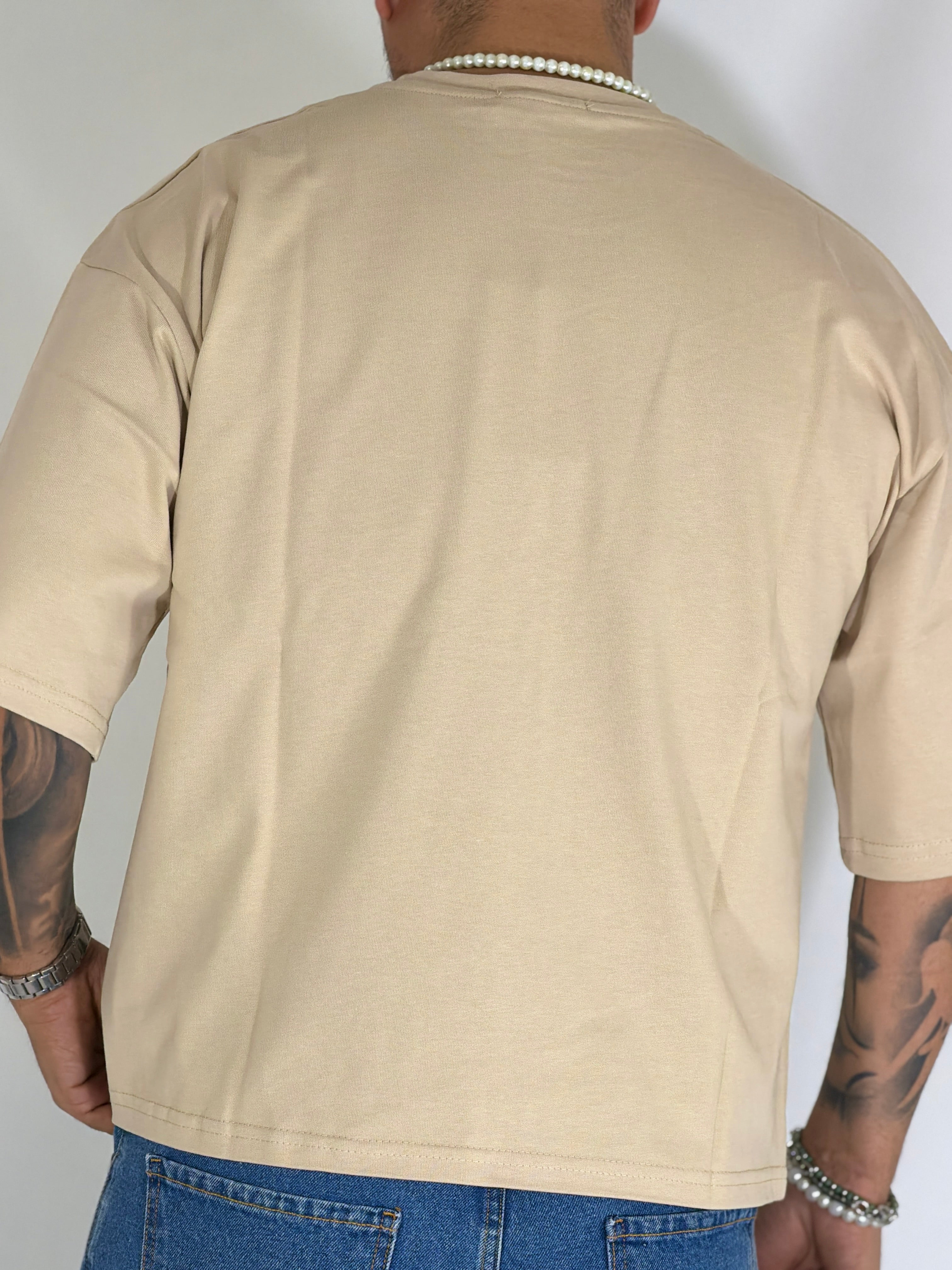 T-Shirt cropped manica a tre quarti avorio STEPHEN
