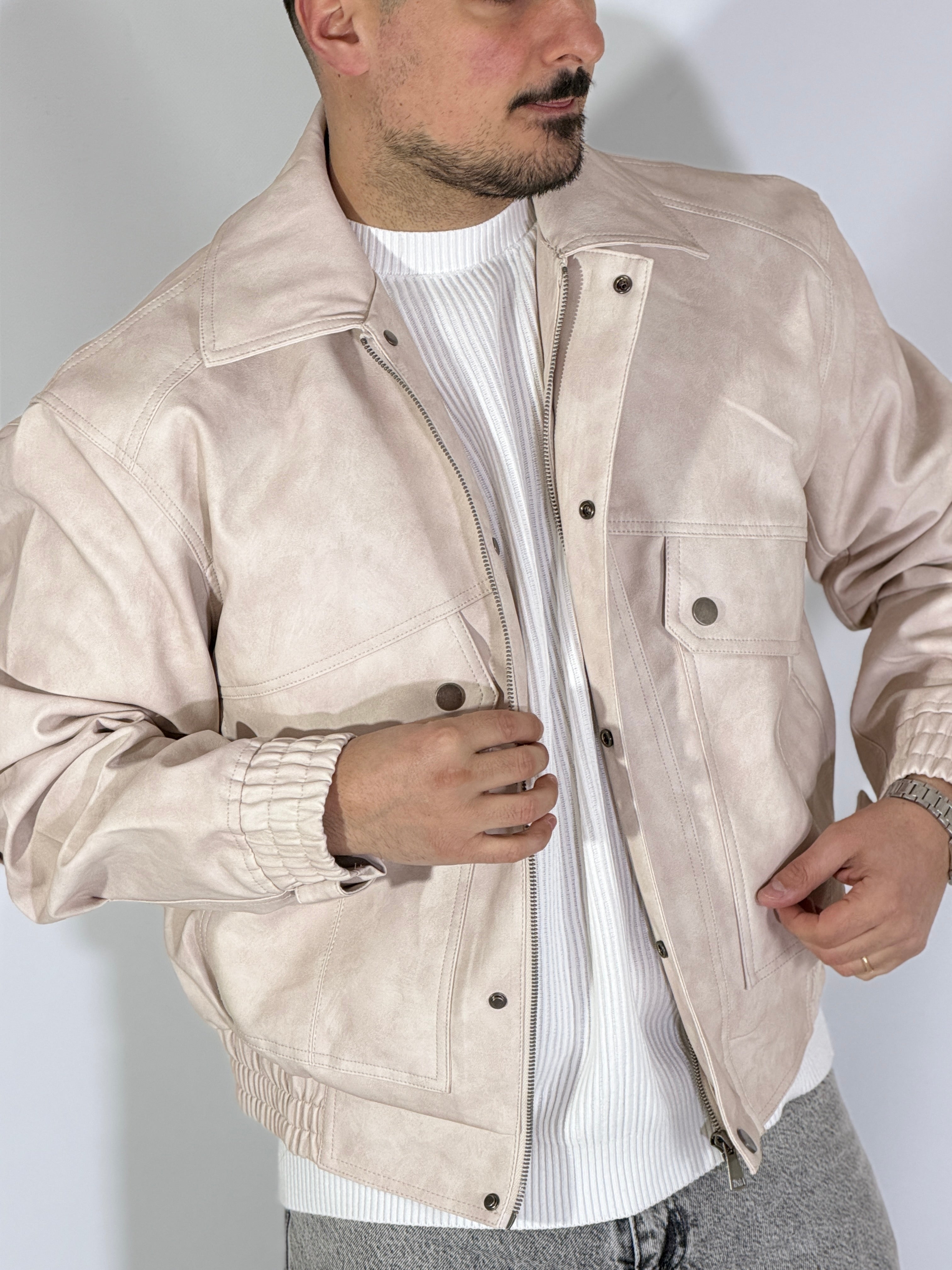 Giubbino eco-pelle panna XH8923