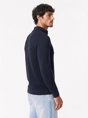Maglia lupetto zip blu M886