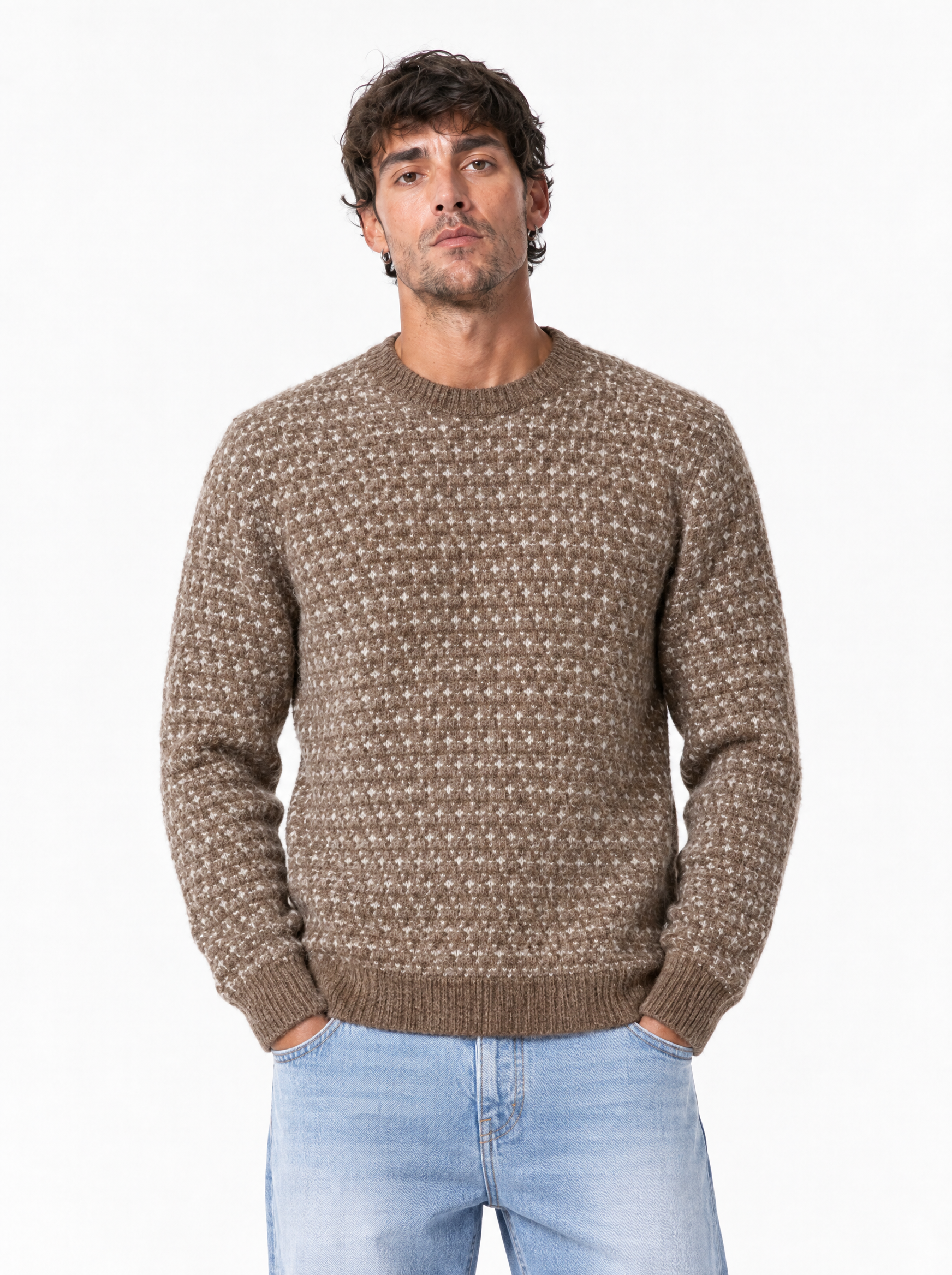 M571 maglia paricollo cammello