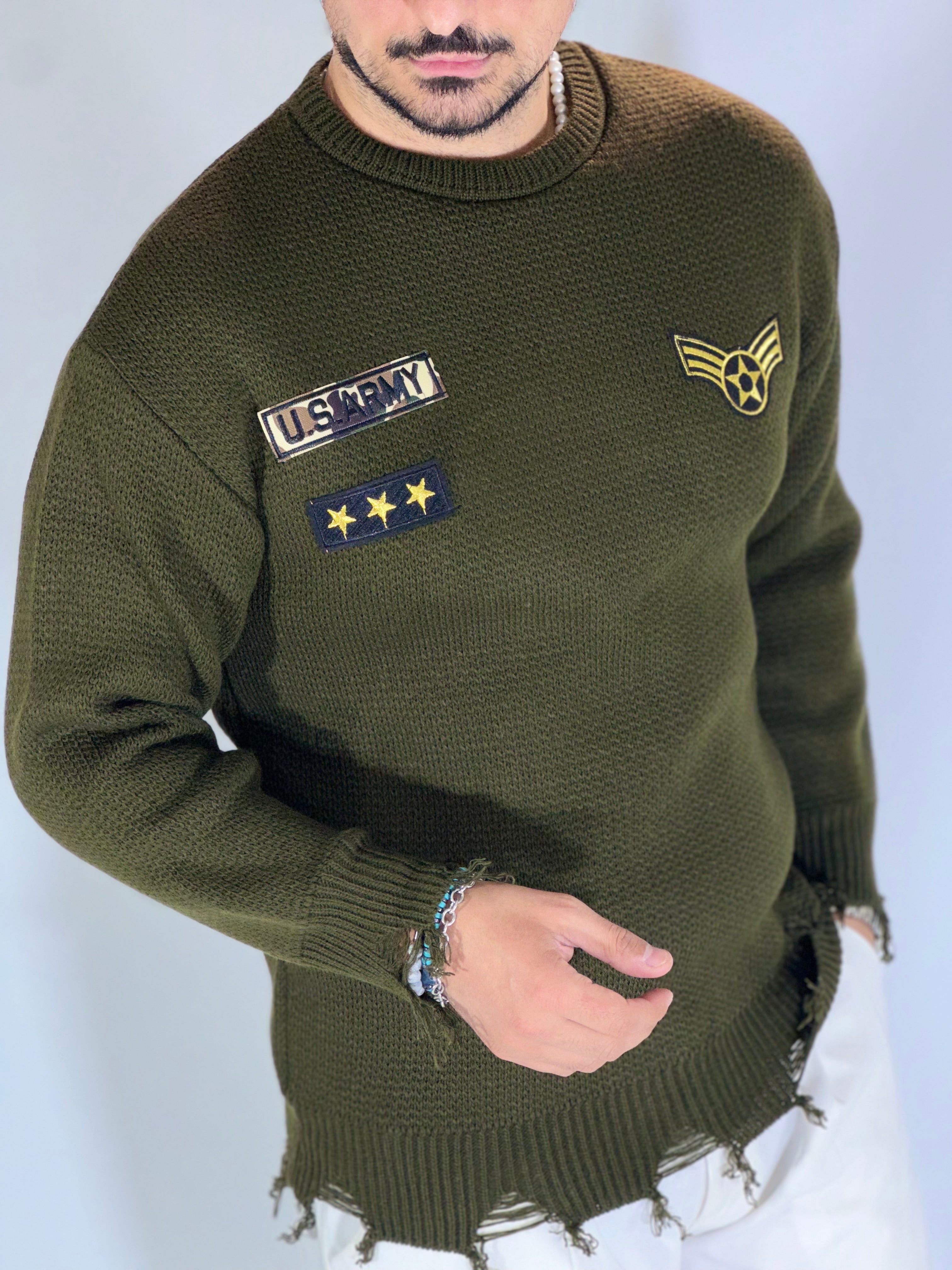 Girocollo military patch verde SER196