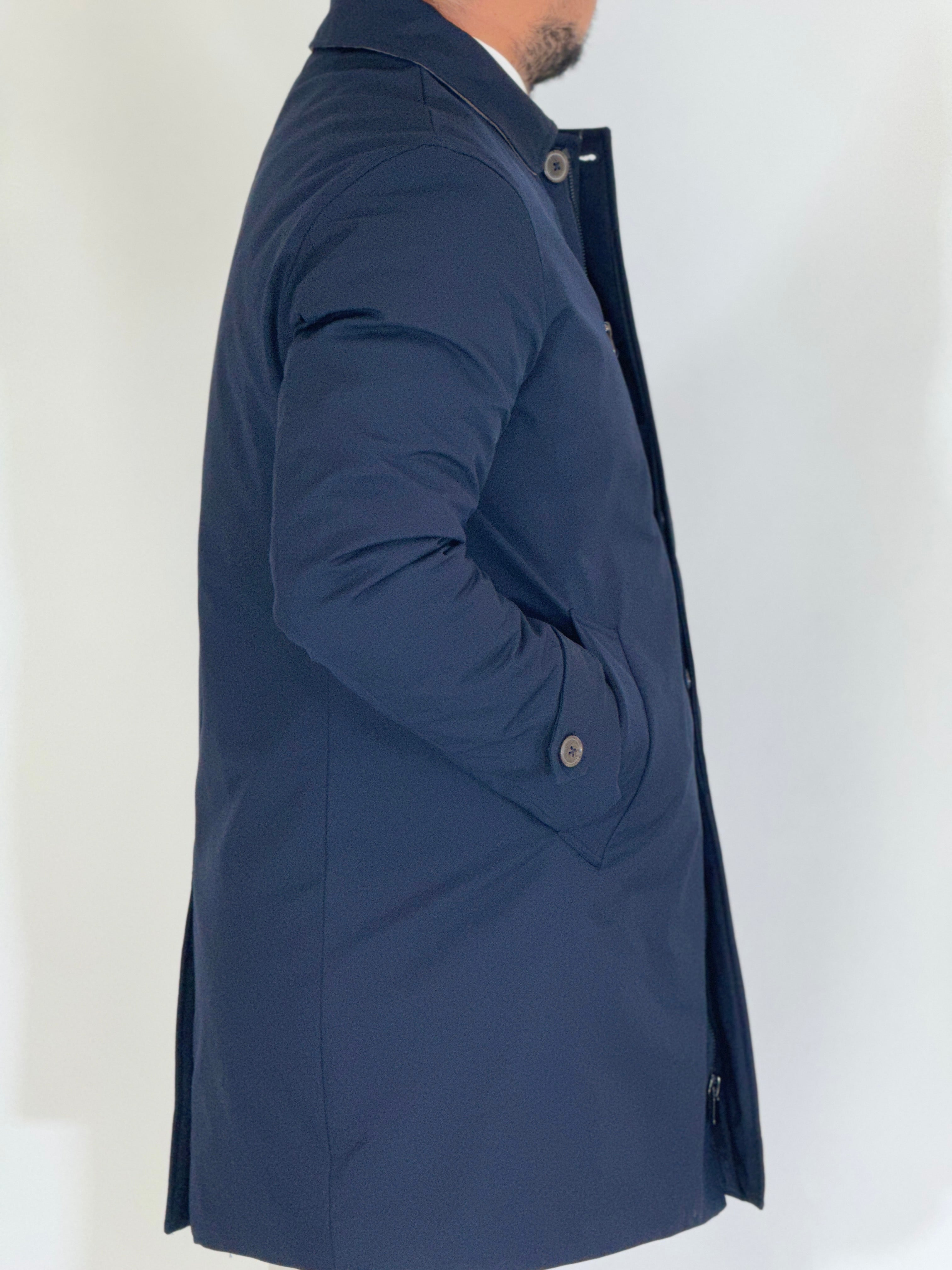 Trench tessuto diagonale imbottito blu RCS007WF