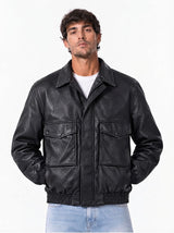 Giubbino imbottito eco-pelle nero YF1702