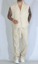 Coordinato misto lino beige 968