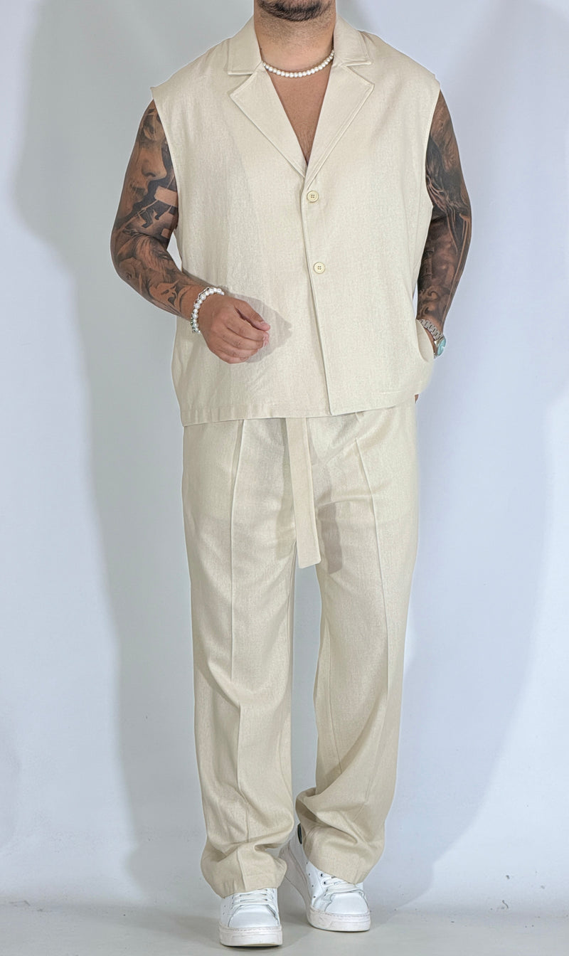 Coordinato misto lino beige 968