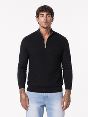 Maglia lupetto zip nera M886