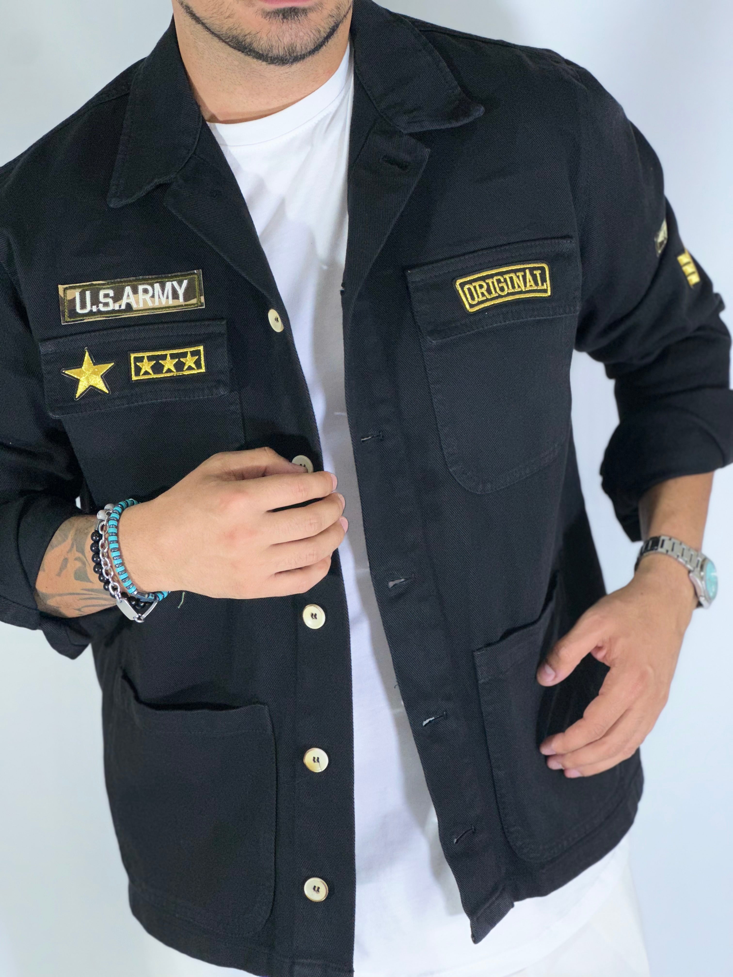 Camicione patch military nera BLKS40001