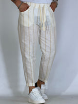 Pantalaccio effetto lino rigato MADRID