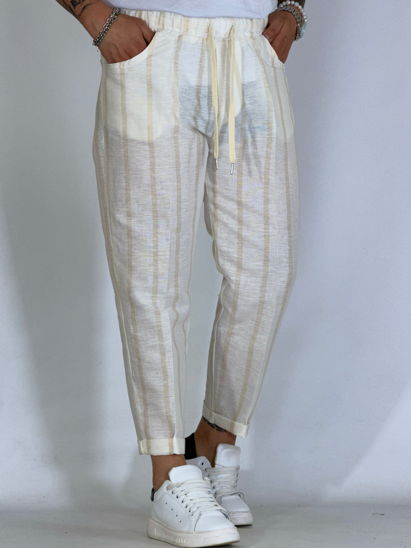 Pantalaccio effetto lino rigato MADRID
