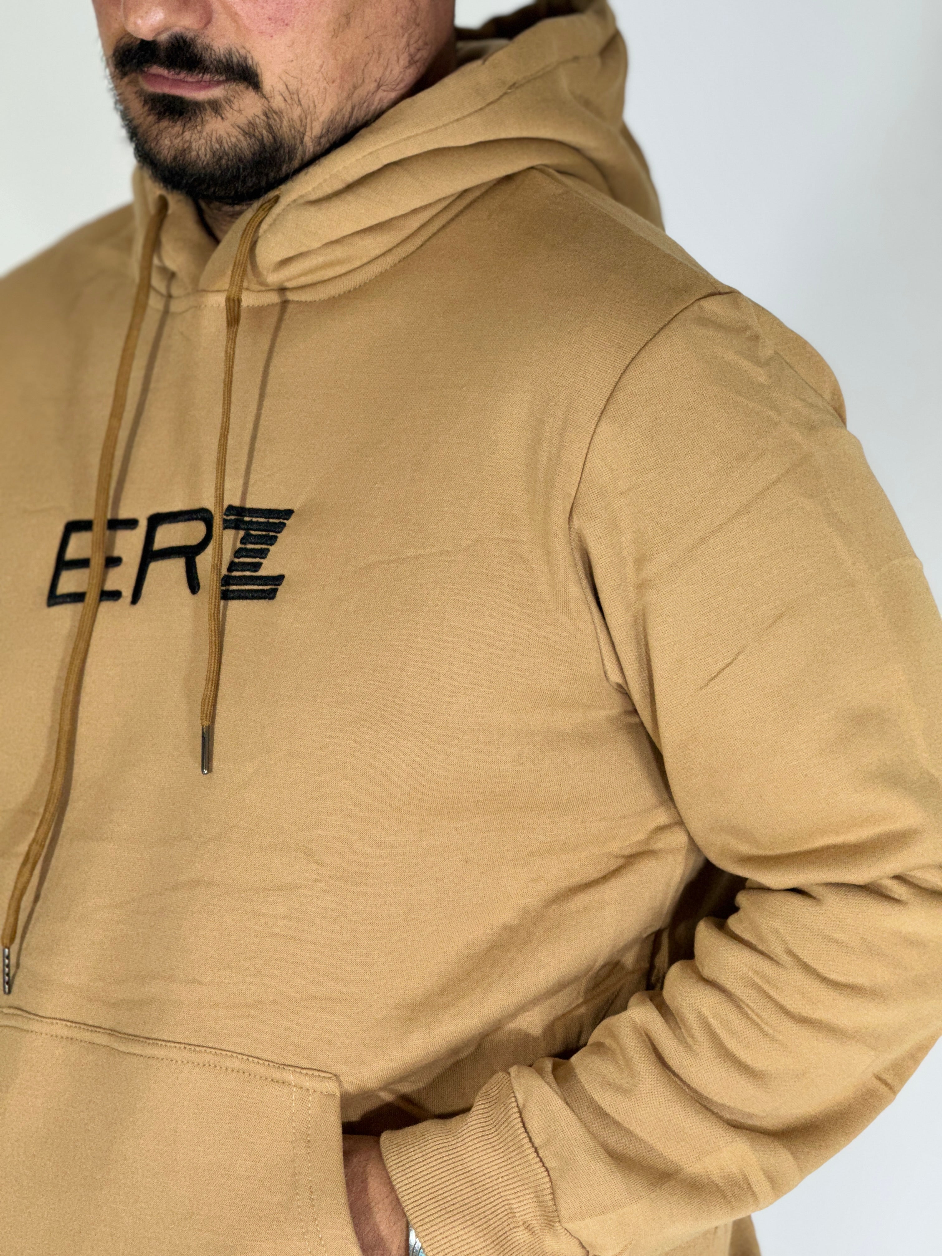 Felpa felpata con cappuccio beige LOGO B-2010