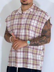 Camicia smanicata quadri moro AD1763