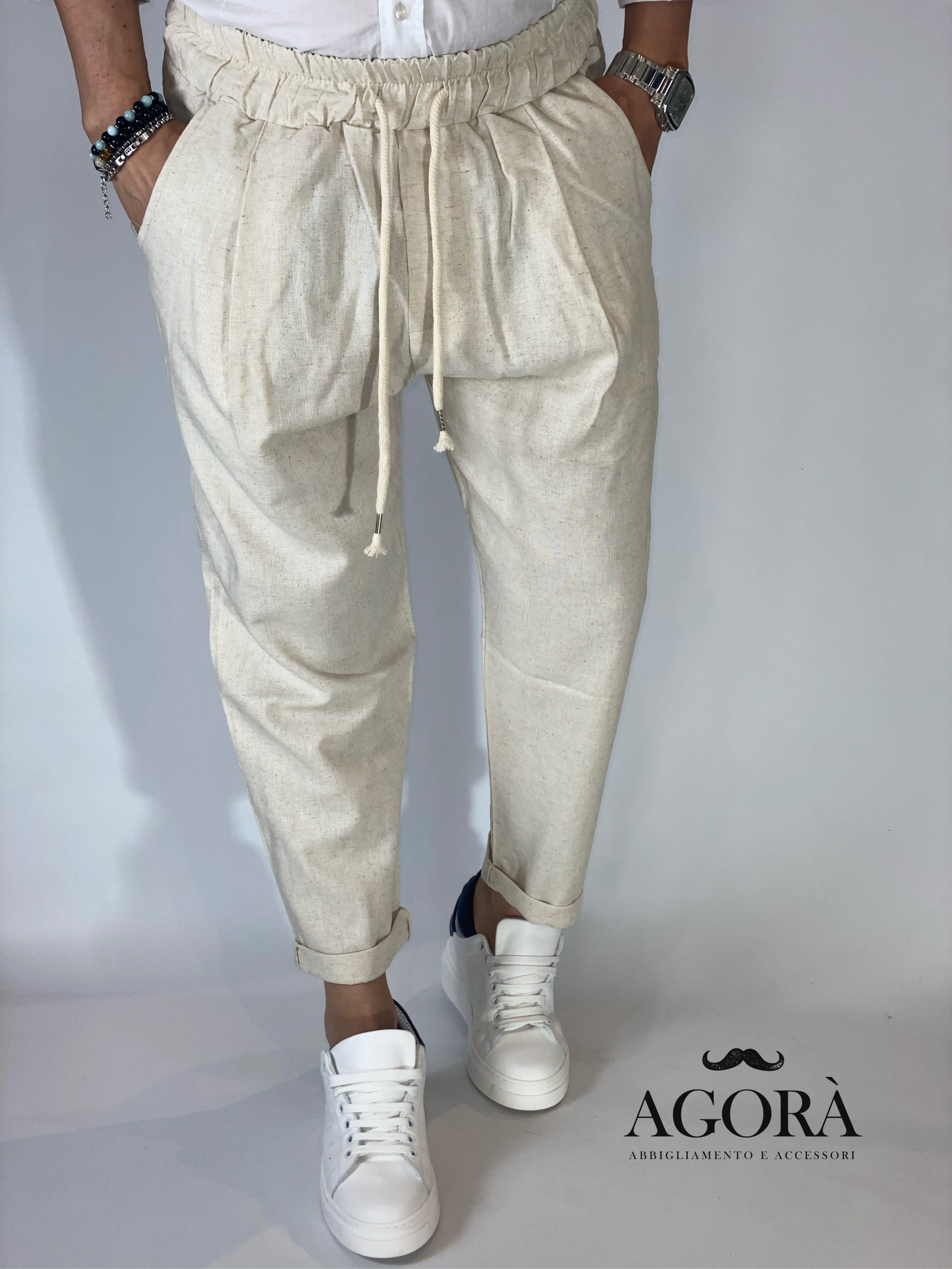 Pantalaccio in lino beige DC5000