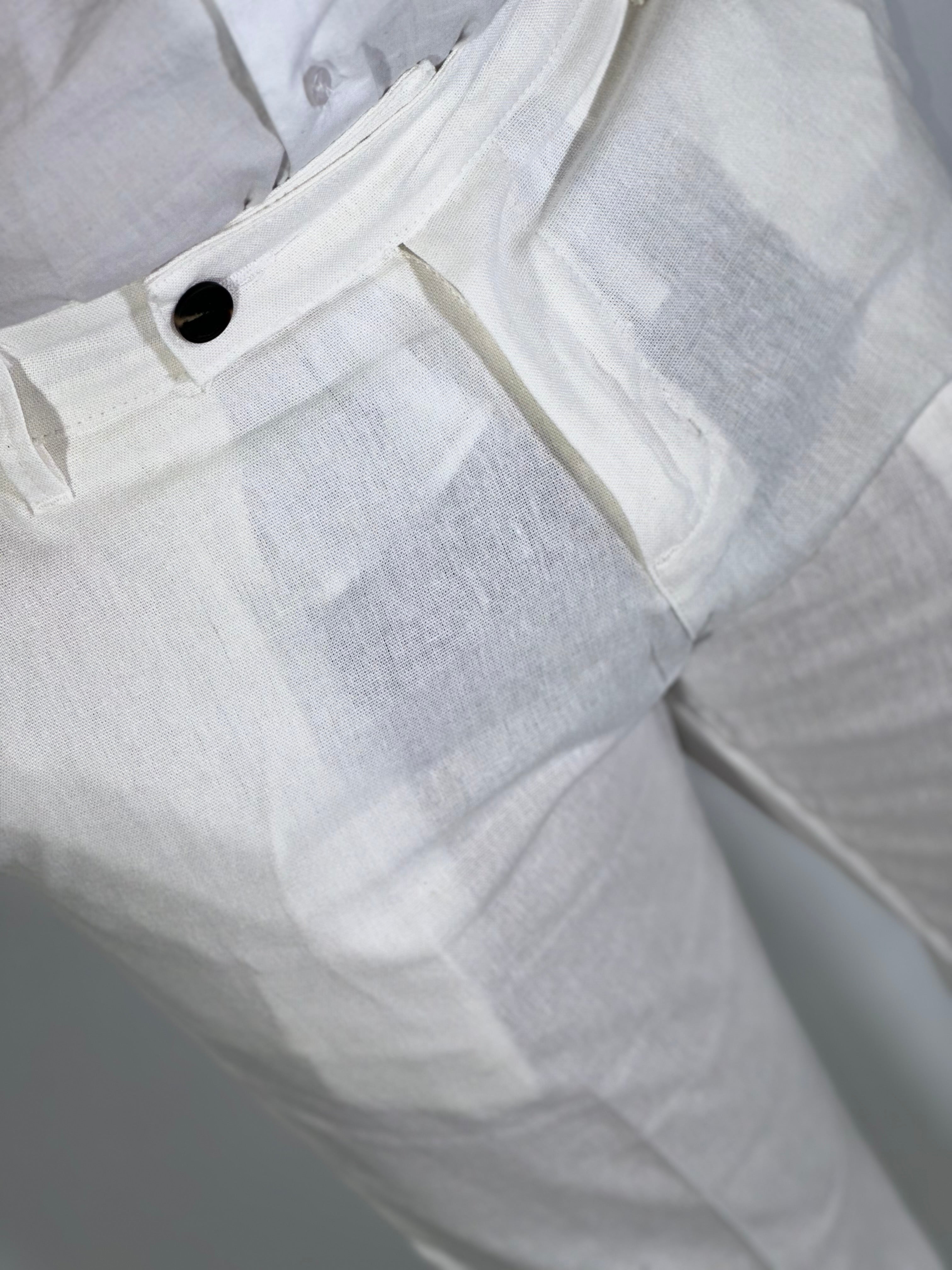 Pantalone misto lino bianco AD24SS18