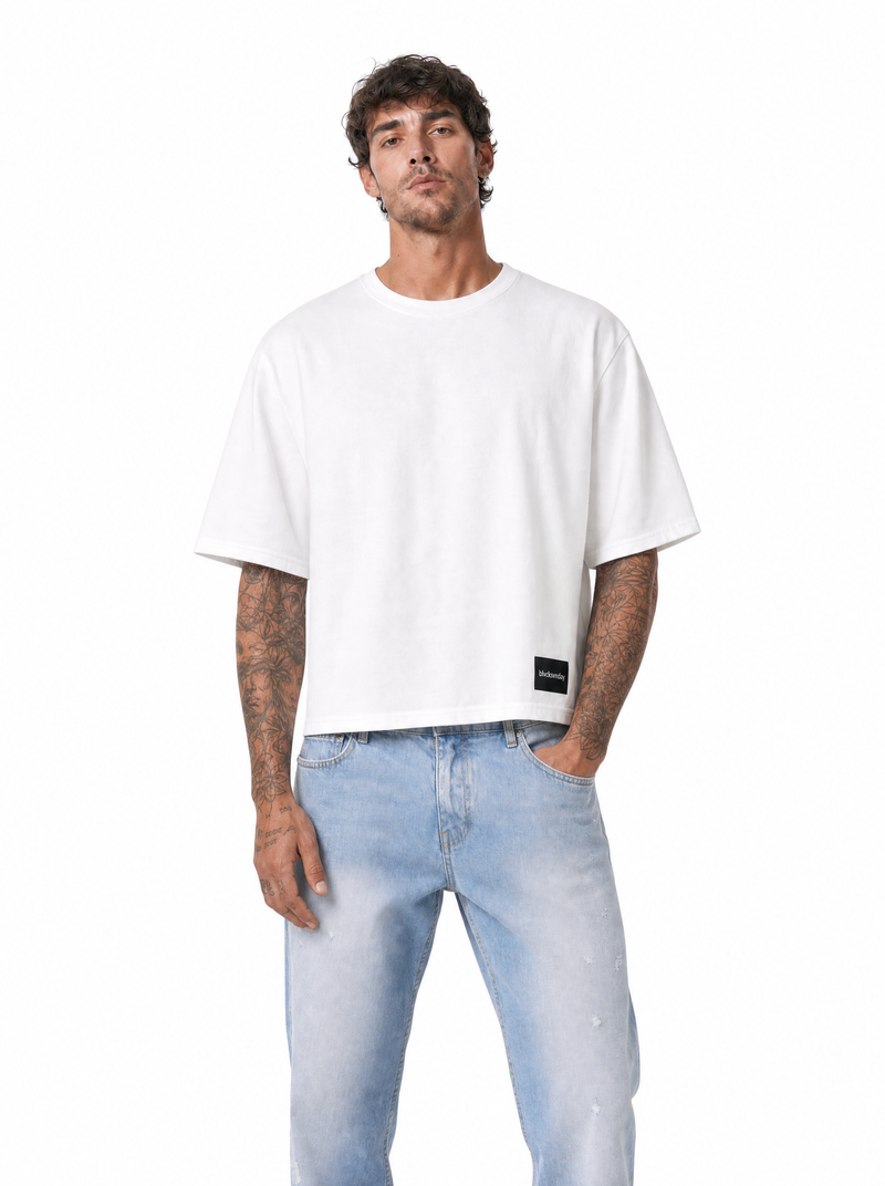 STEPHEN T-Shirt cropped manica a tre quarti panna