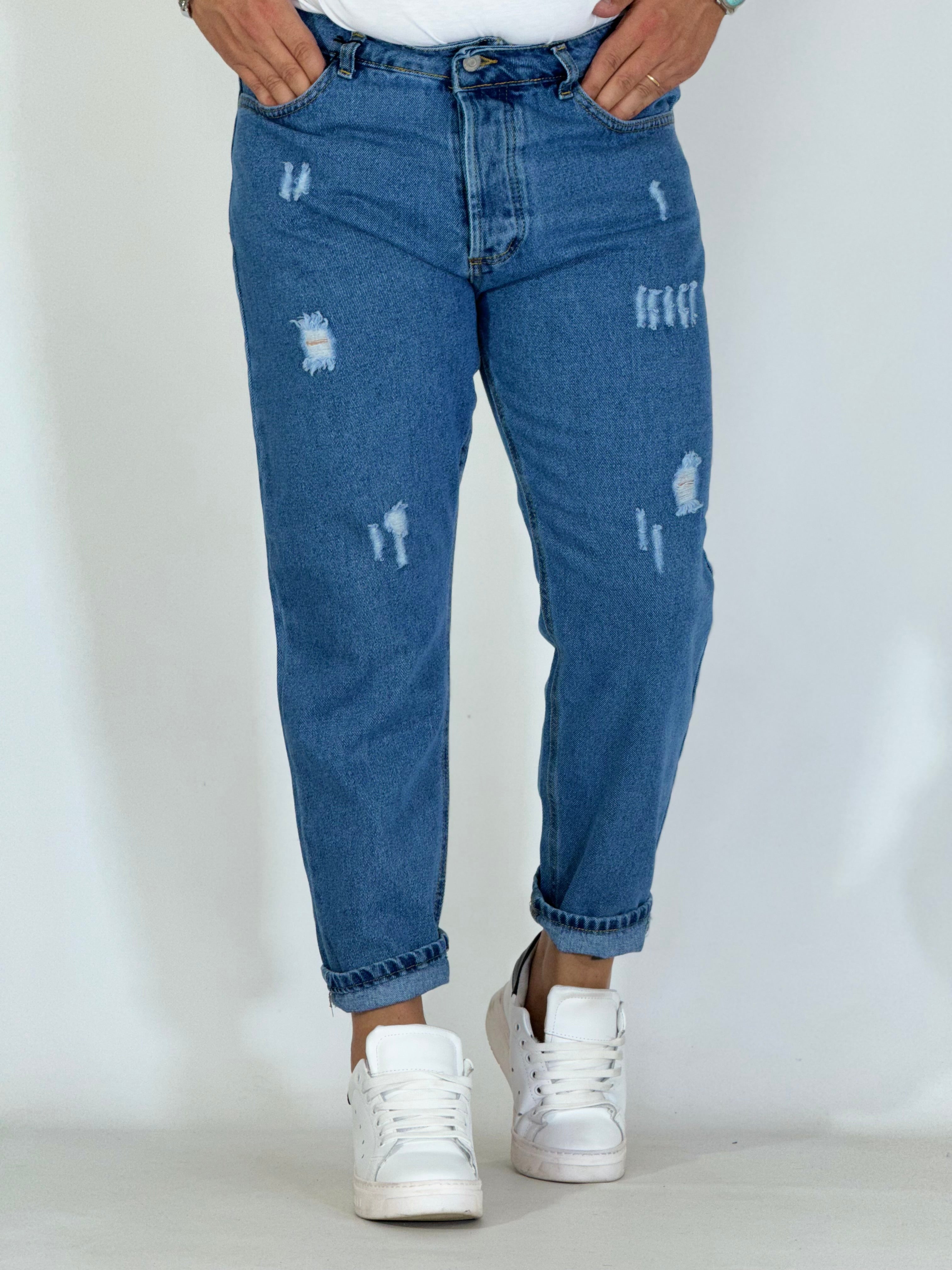 Jeans loose fit con strappi intermedio MAIORCA-3