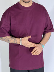 T-Shirt over basic wine red L814901