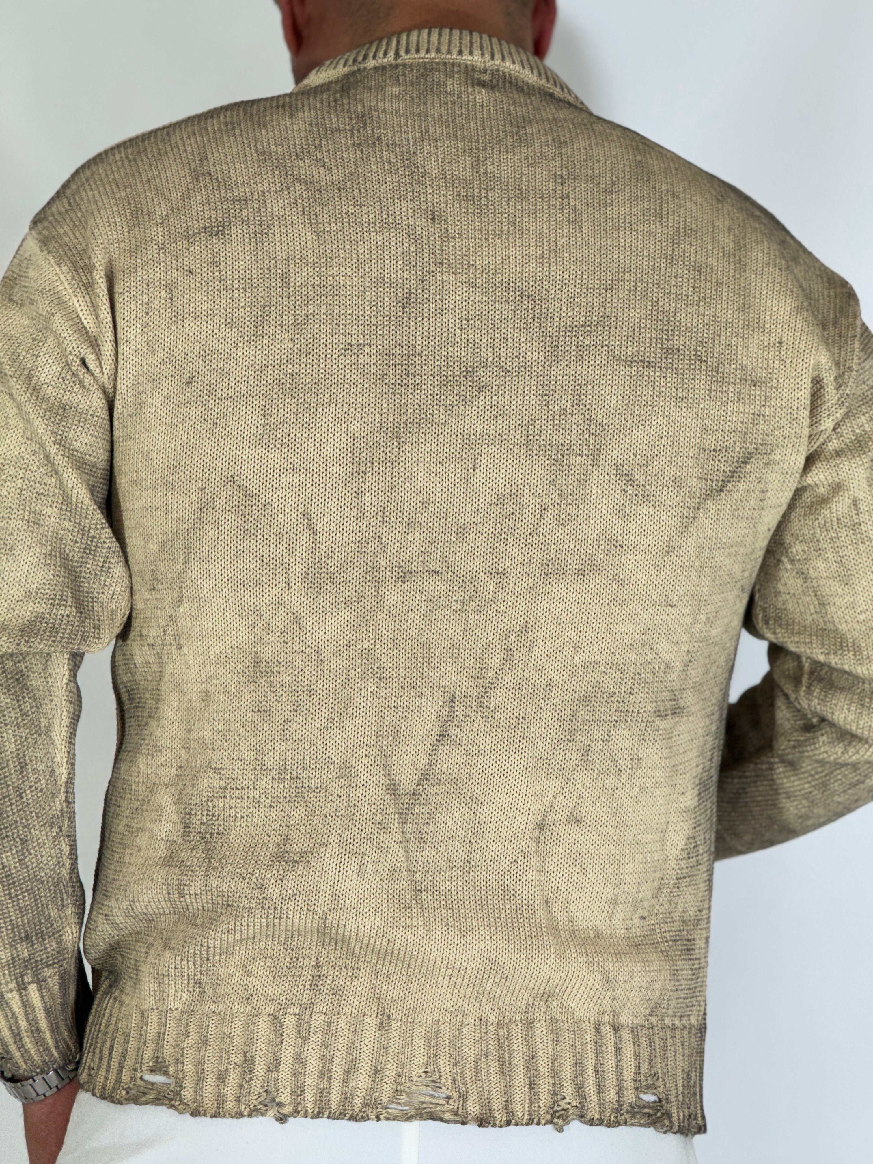Maglione girocollo melange beige AD25010-12