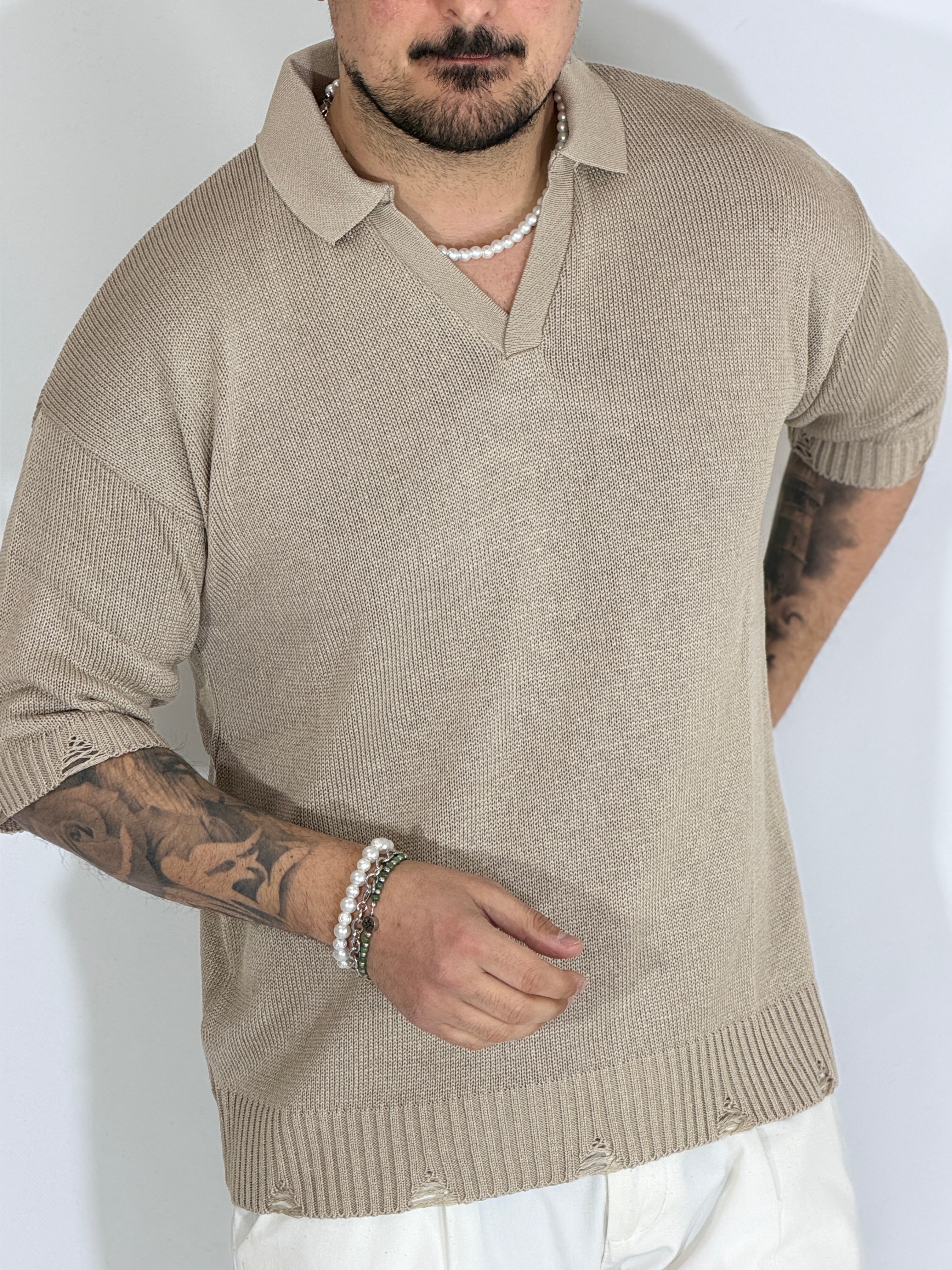 Polo traforata tortora BROOKLYN