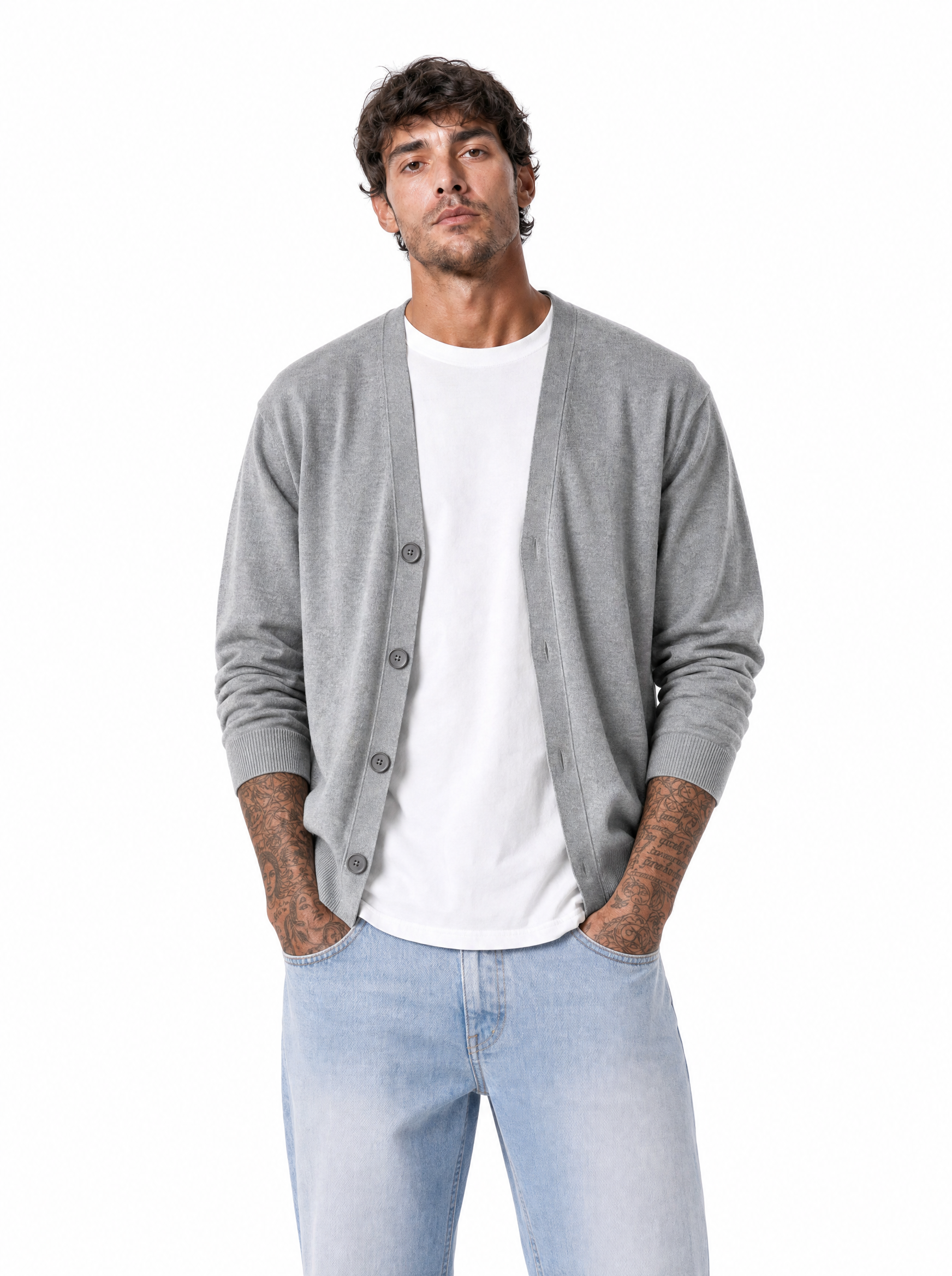 Cardigan spalla scesa light gray W86022
