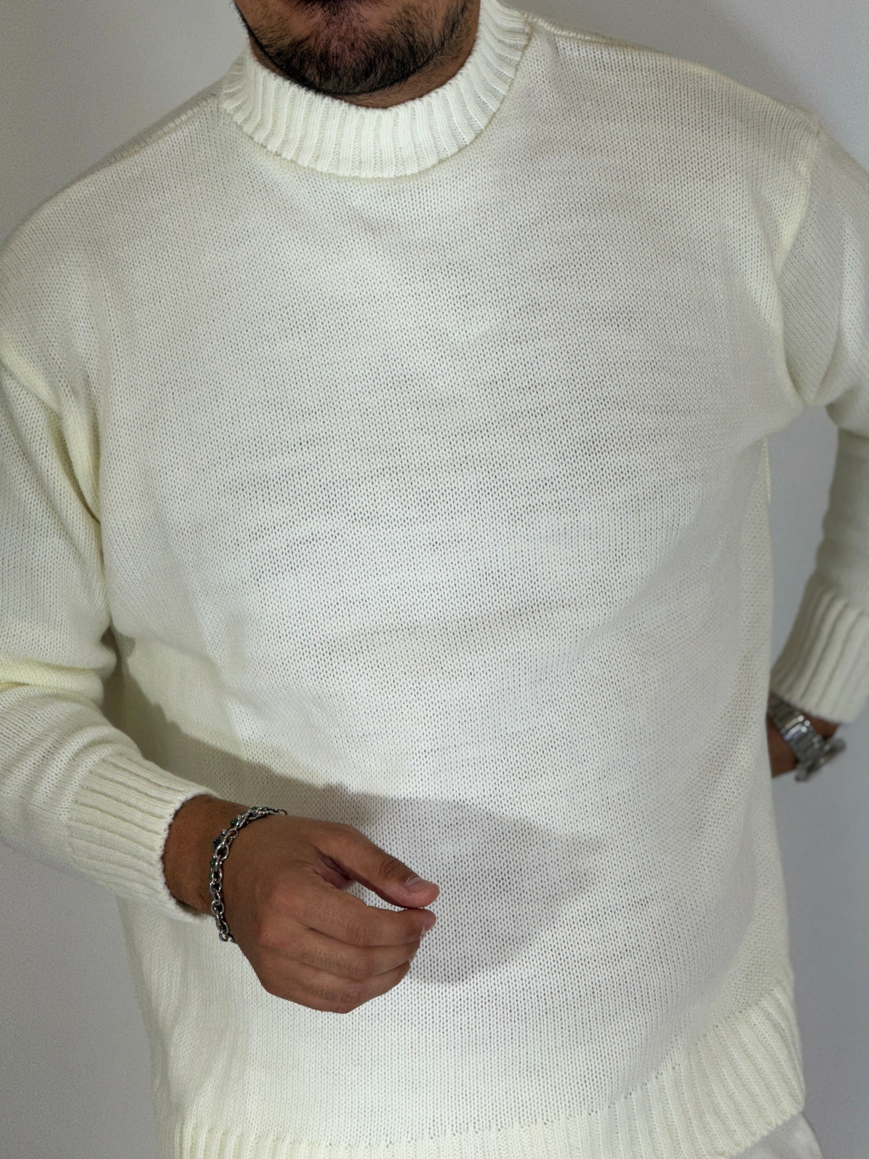 Maglione rasato bianco AD1654