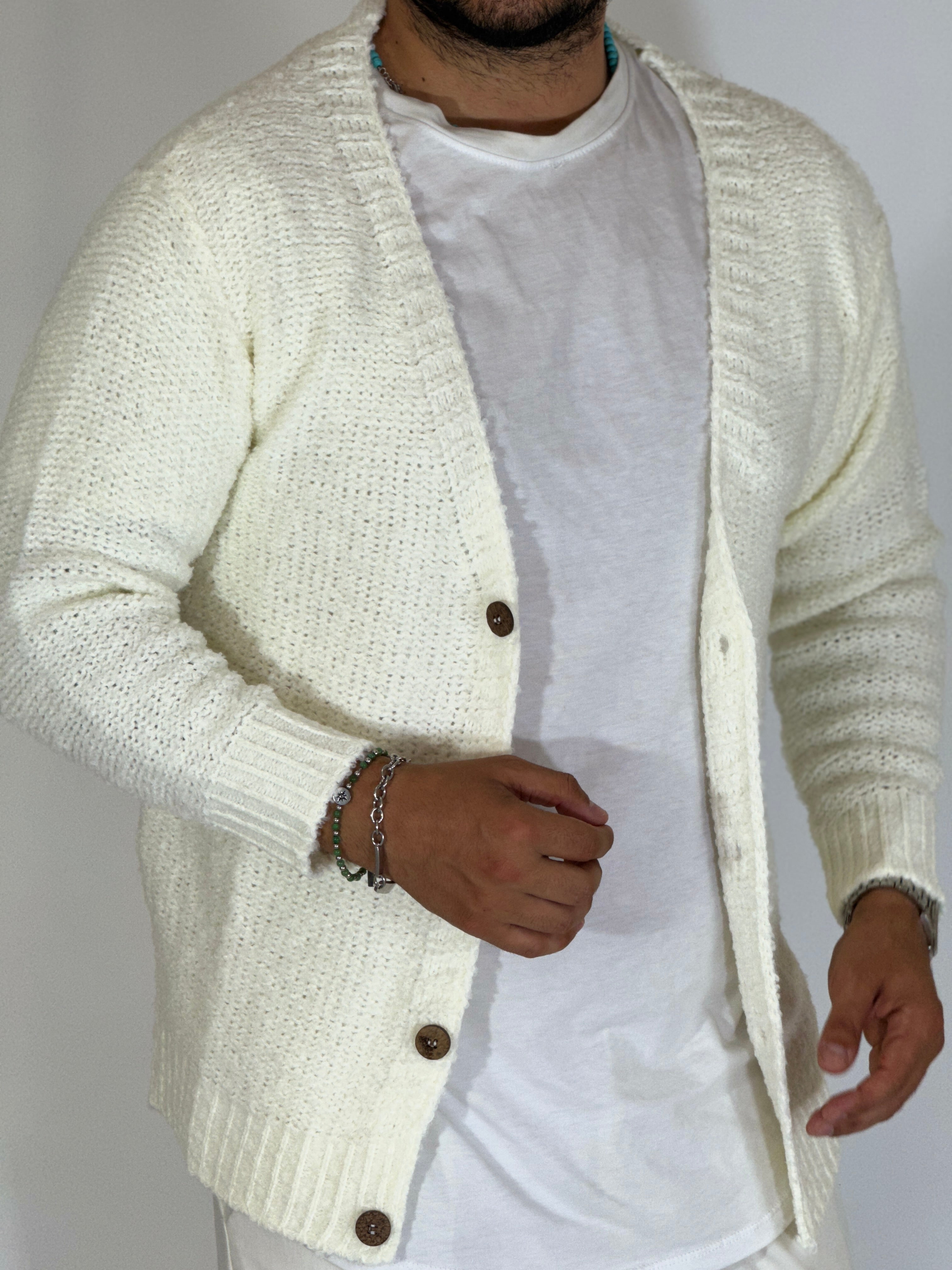 Cardigan boucler panna SER A424
