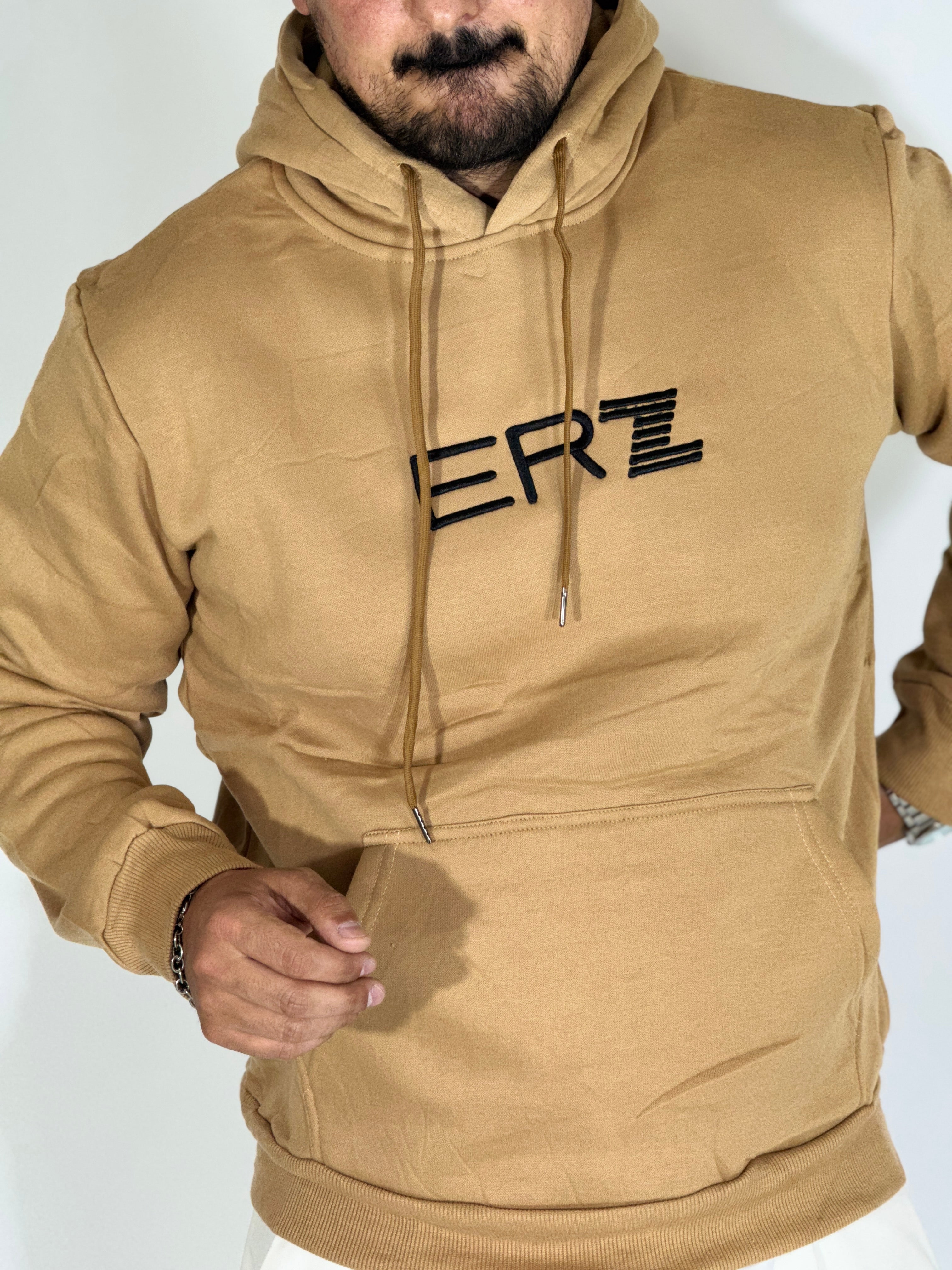 Felpa felpata con cappuccio beige LOGO B-2010