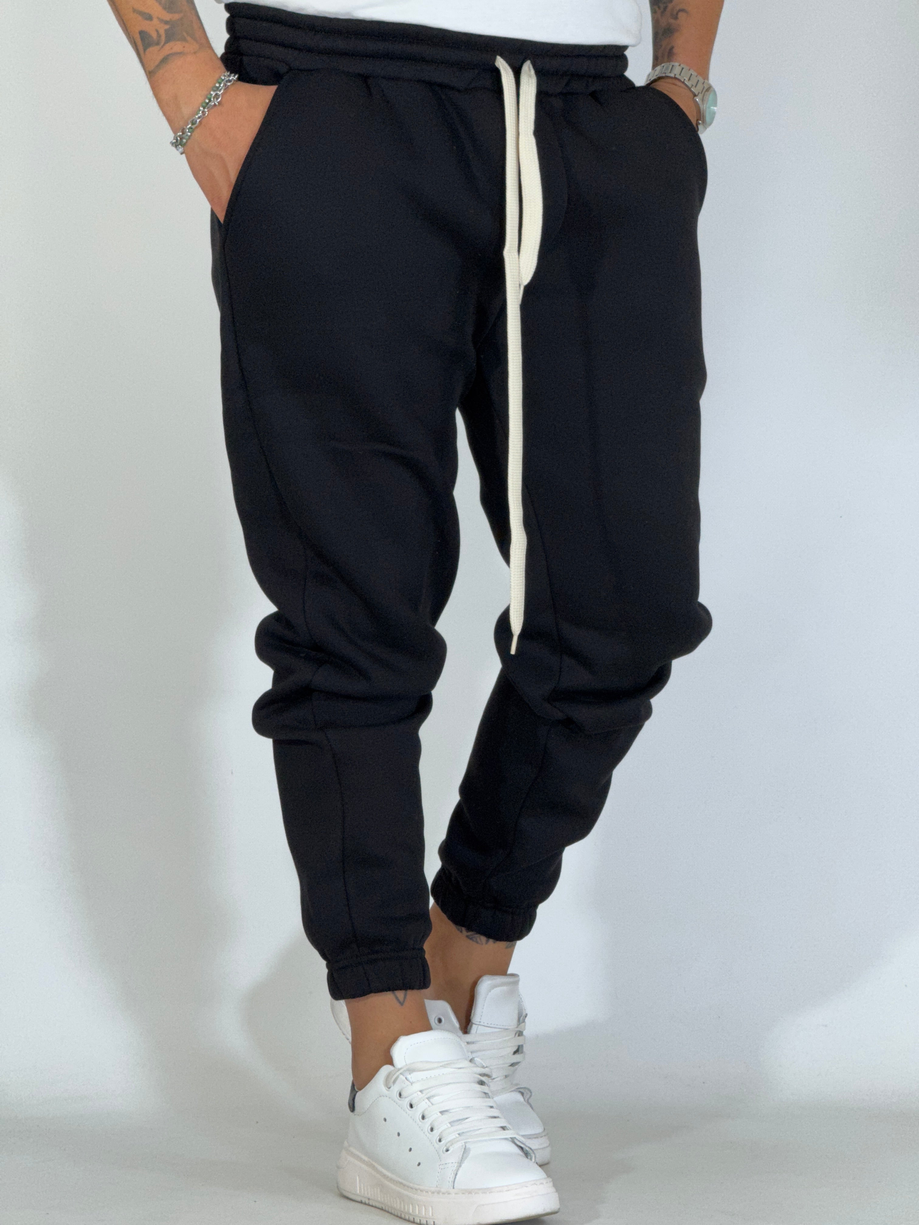 Pantalone tuta felpato nero AD32022