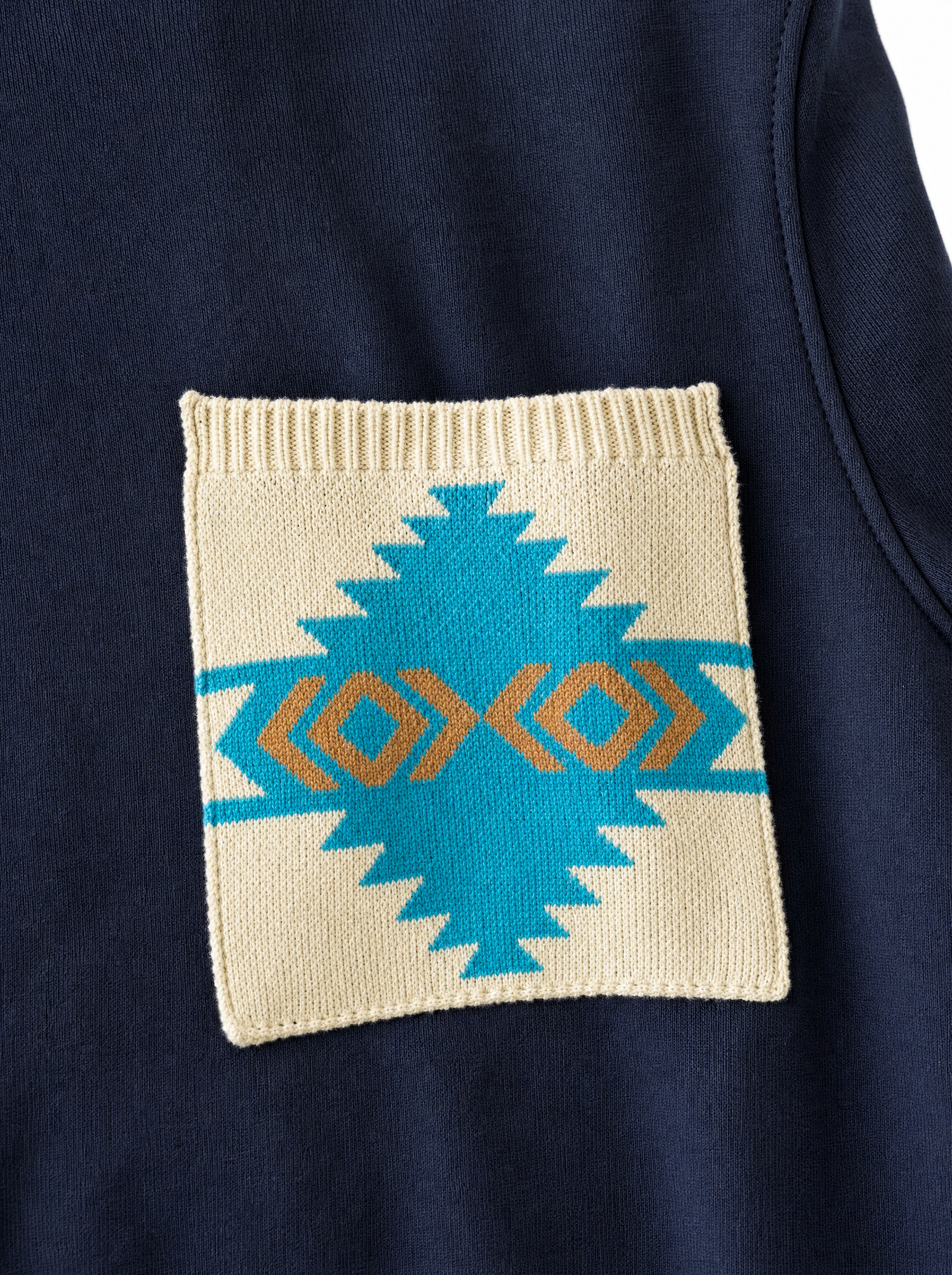 NORFOLK maglia paricollo con taschino etnico blu