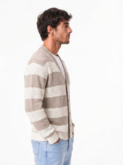TECLA Cardigan ricamato sabbia/panna
