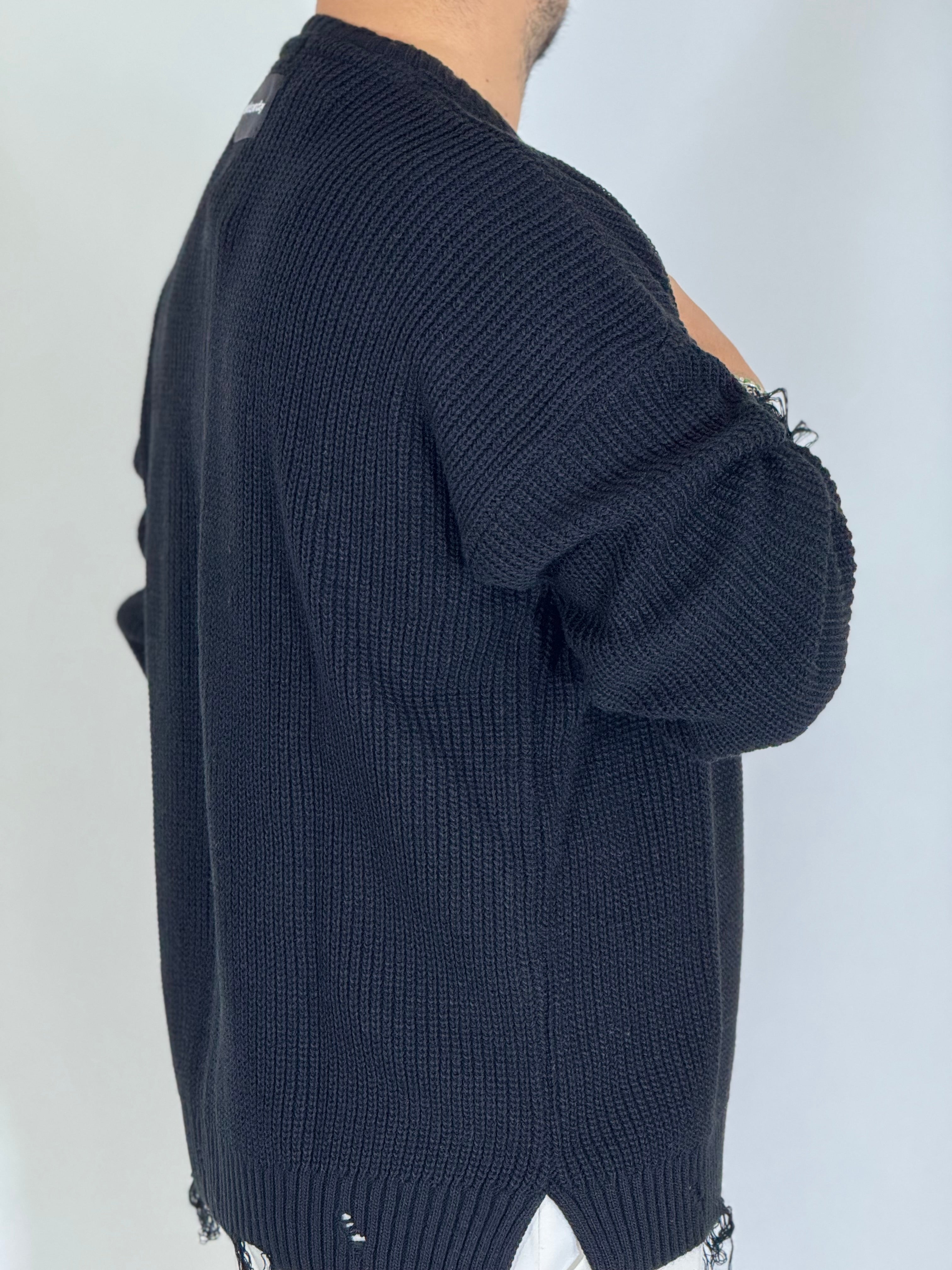 Maglione spalla scesa nero CAPORETTO