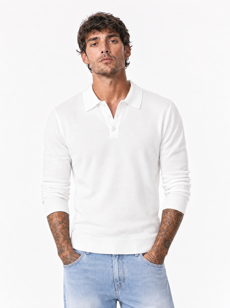 Polo manica lunga bianca BK8501