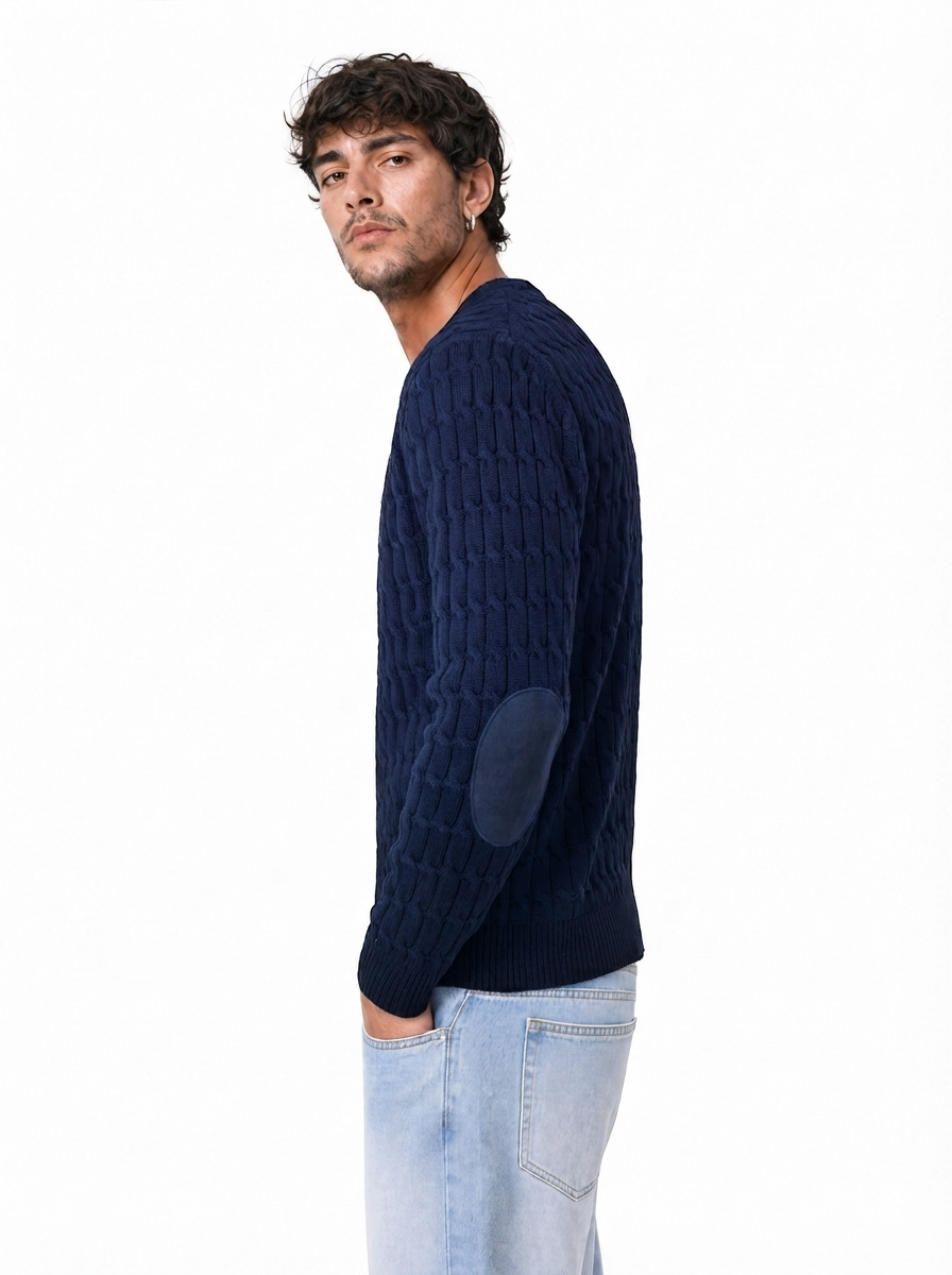 CARRUBE girocollo trecce toppe blu