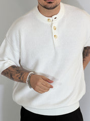 T-shirt serafino a costine bianca VIP972A