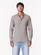 CATTOLICA Camicia quadri marrone-beige