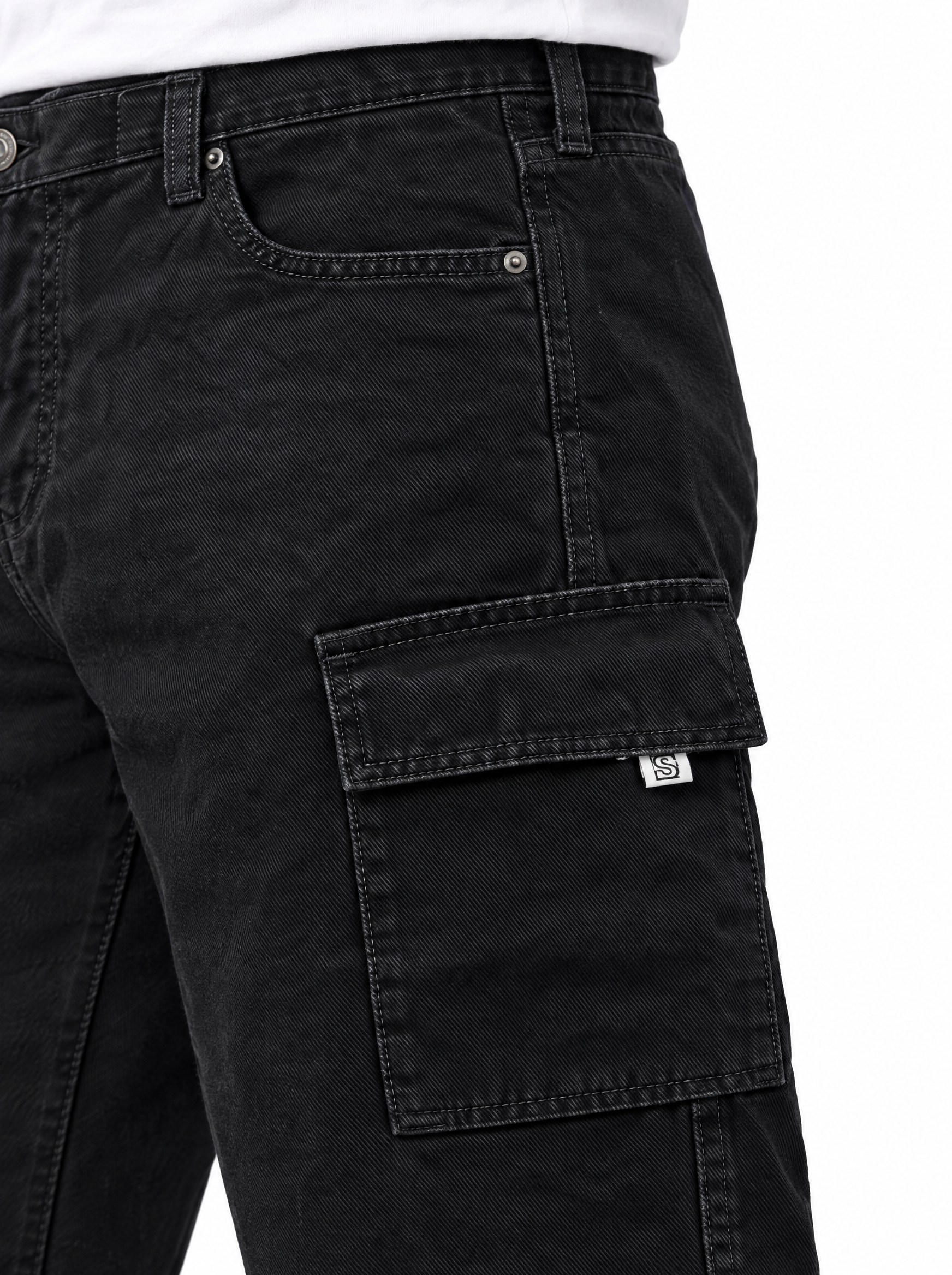 SOLARIS Pantalone cargo nero