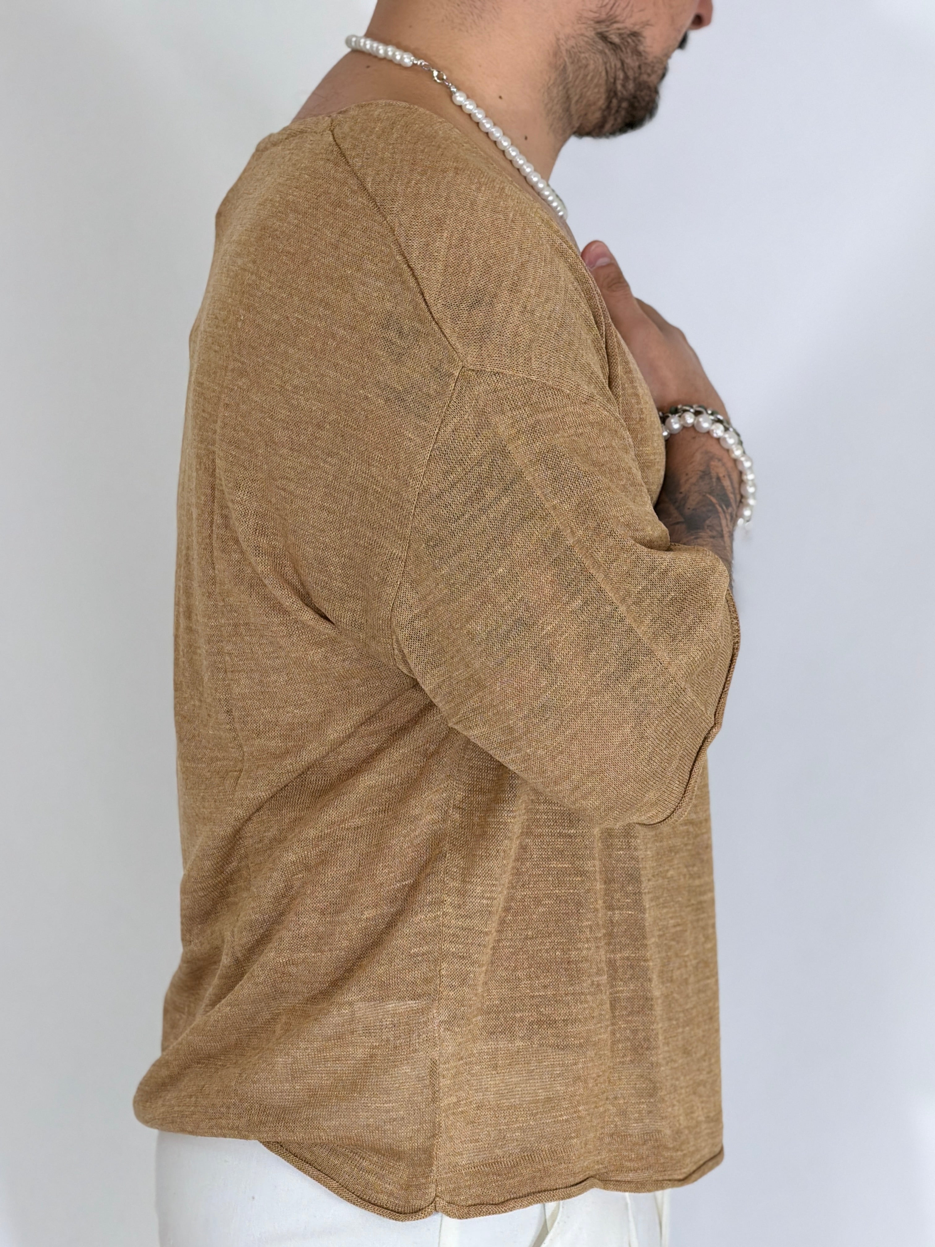 T-shirt scollata cammello SHIBUYA