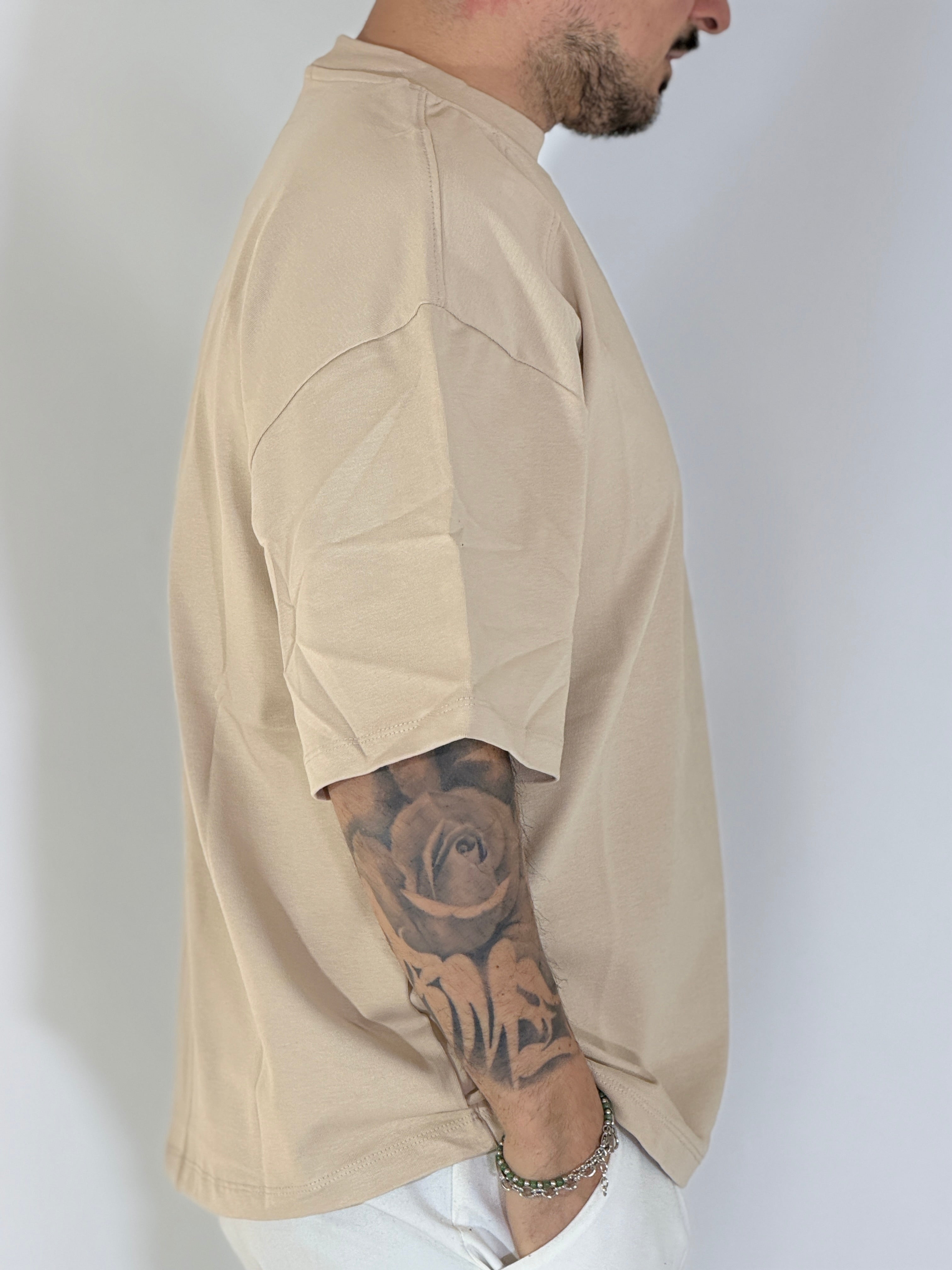 T-shirt over tre quarti avorio 6003PE