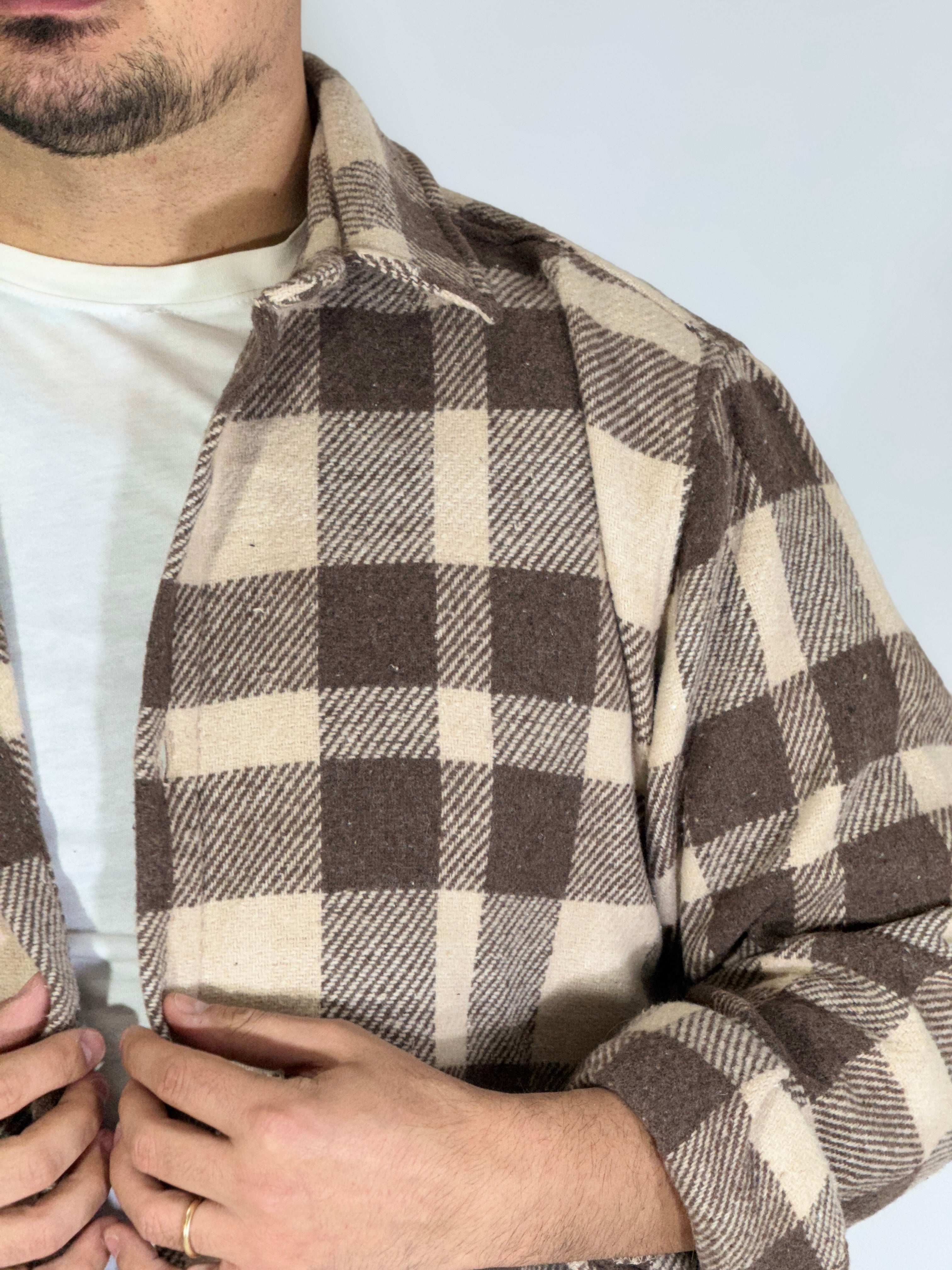 Giacca quadri flanella marrone UM749