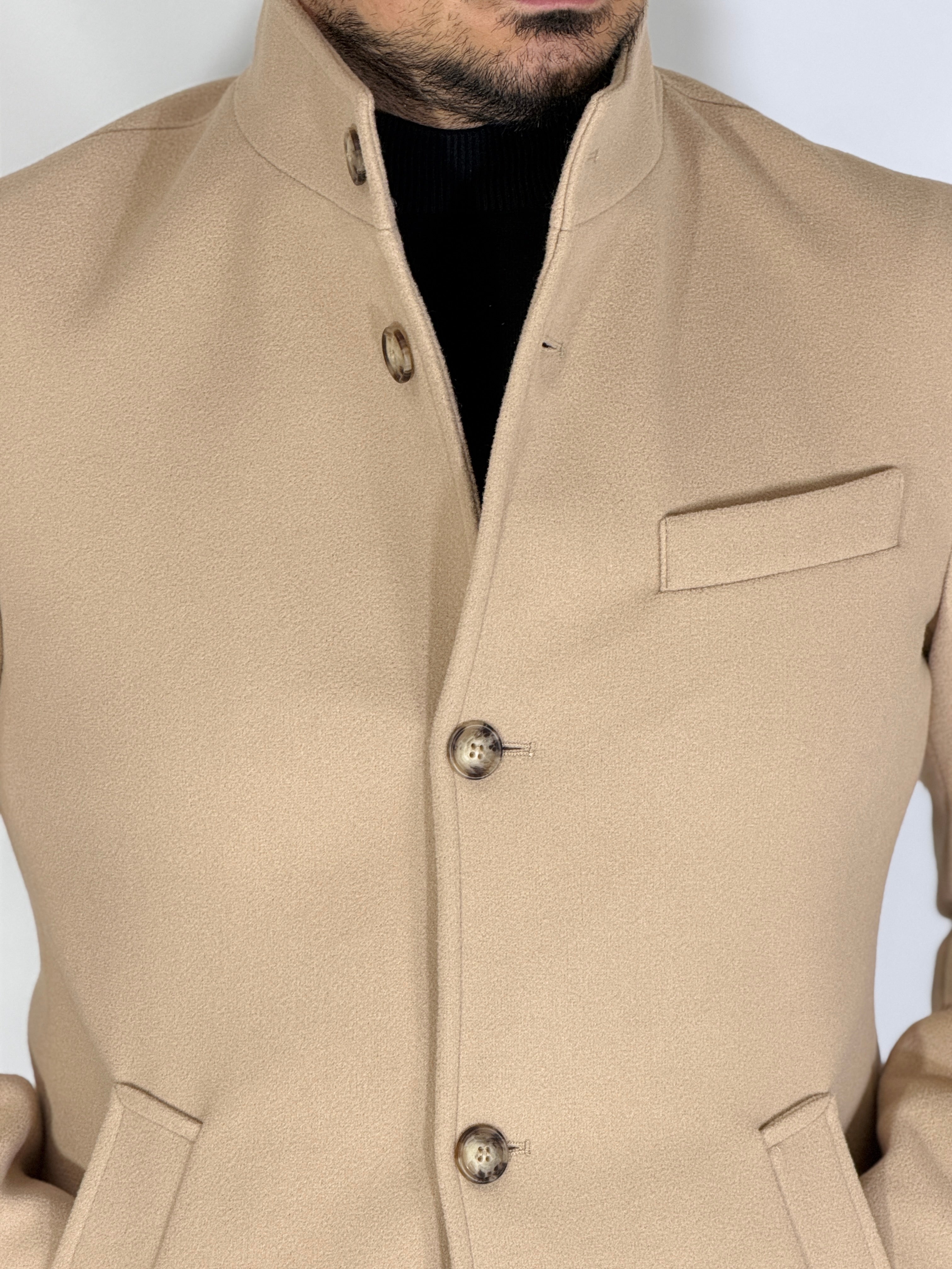 Cappotto coreano camel CPZAZA