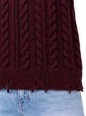 POLI BRAID Girocollo a treccia bordeaux