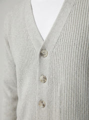 DAMON Cardigan basic a costine avorio