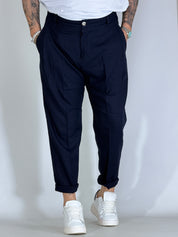 Nomad lino · Pantalone carrot con pince blu