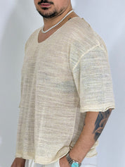 T- shirt scollata beige SHIBUYA